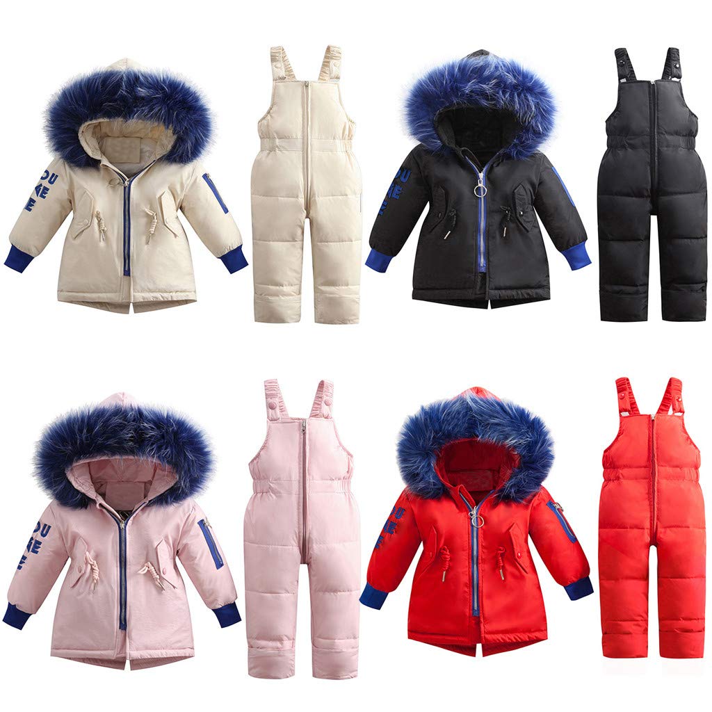 **Warm Winter Outfits for Baby Boys & Girls 1-4 Years Old - Hooded Down Jacket & Jumpsuit Set - Cozy Winter Clothes for Toddlers - Perfect for Snow Play, Outdoor Adventures & Cold Weather**
