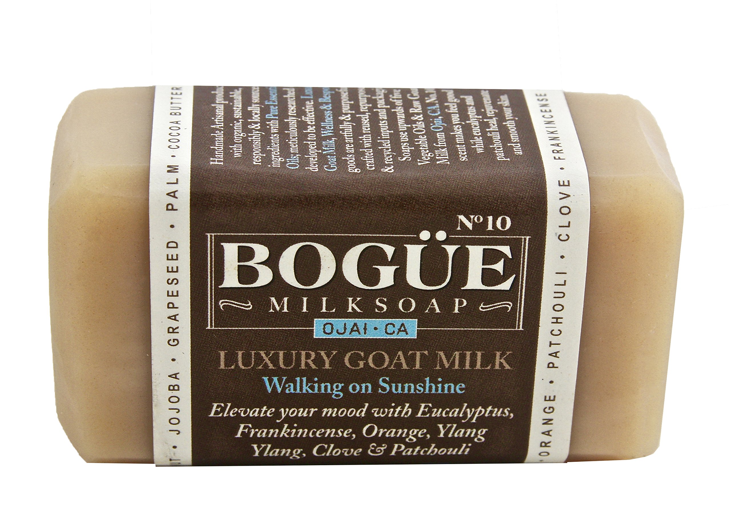 Handmade Goat Milk Soap 2 Bars - BOGUE No.10 'Walking on Sunshine' Moisturizing Soap with Essential Oils (Eucalyptus, Orange, Clove, Frankincense, Ylang Ylang & Patchouli) - Natural Skincare Gift for Dry Skin, Sensitive Skin & Aromatherapy at Home