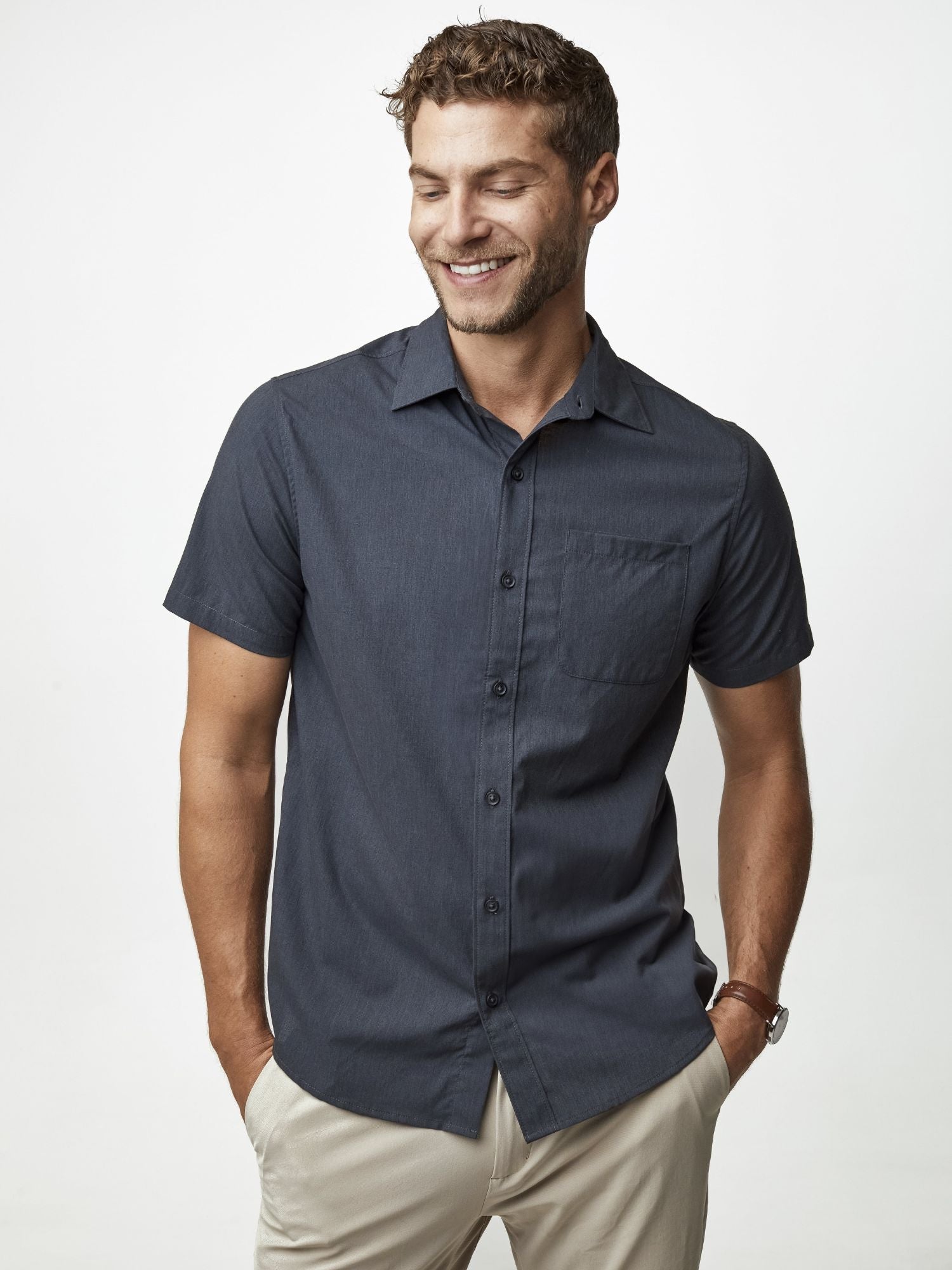 Best Stretch Short Sleeve Button Up Shirts - 3 Pack for Men | Comfortable & Breathable for Work, Casual & Outdoor Activities