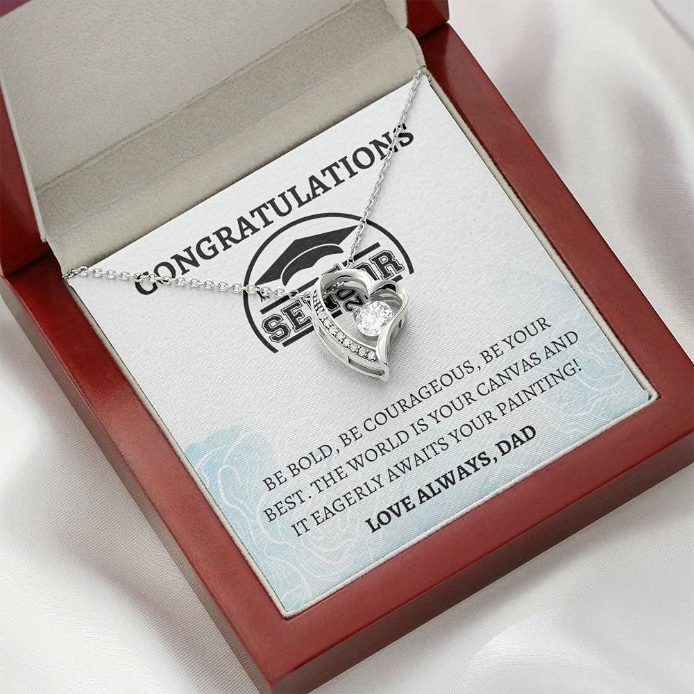 Personalized Graduation Jewelry Gift for Women - Engraved Forever Love Necklace, Class of 2021 Senior Gift, Unique Congratulations Grad Present for Her - Perfect for Graduation Ceremonies, Parties & Special Occasions
