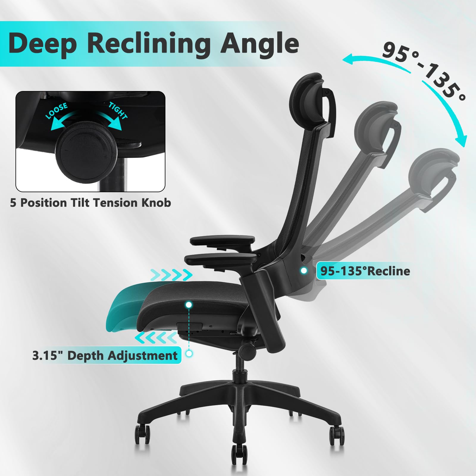 CLATINA Ergonomic High Swivel Executive Office Chair - Adjustable Height, 3D Armrests, Lumbar Support & Mesh Back - Black (2-Pack) for Home Office, Gaming & Workspace Comfort