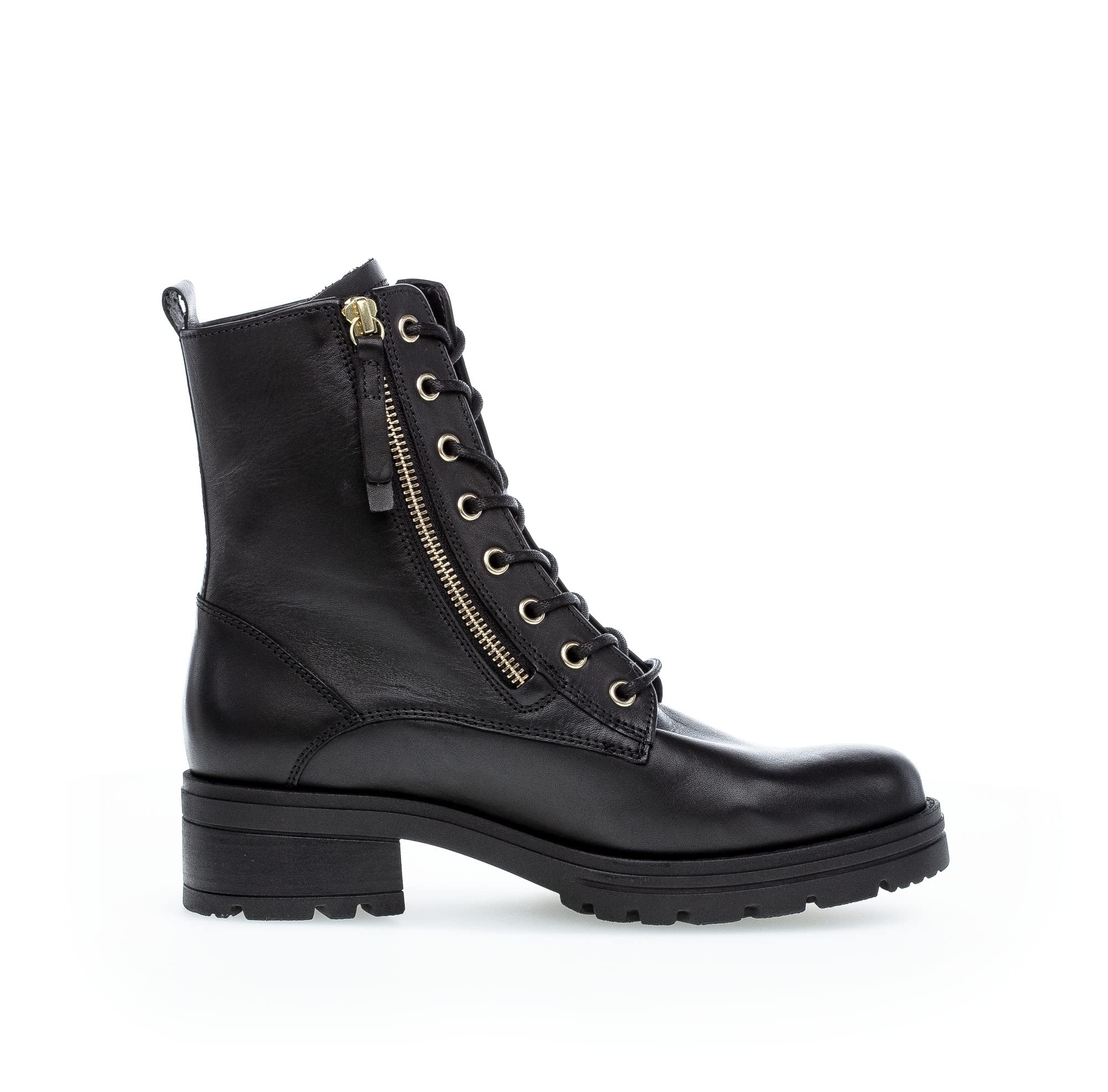Gabor Women's Black Combat Ankle Boots with Removable Insole - Warm Lined Lace-Up Booties for Winter Fashion & Casual Wear - Size 40.5 EU / 7 UK