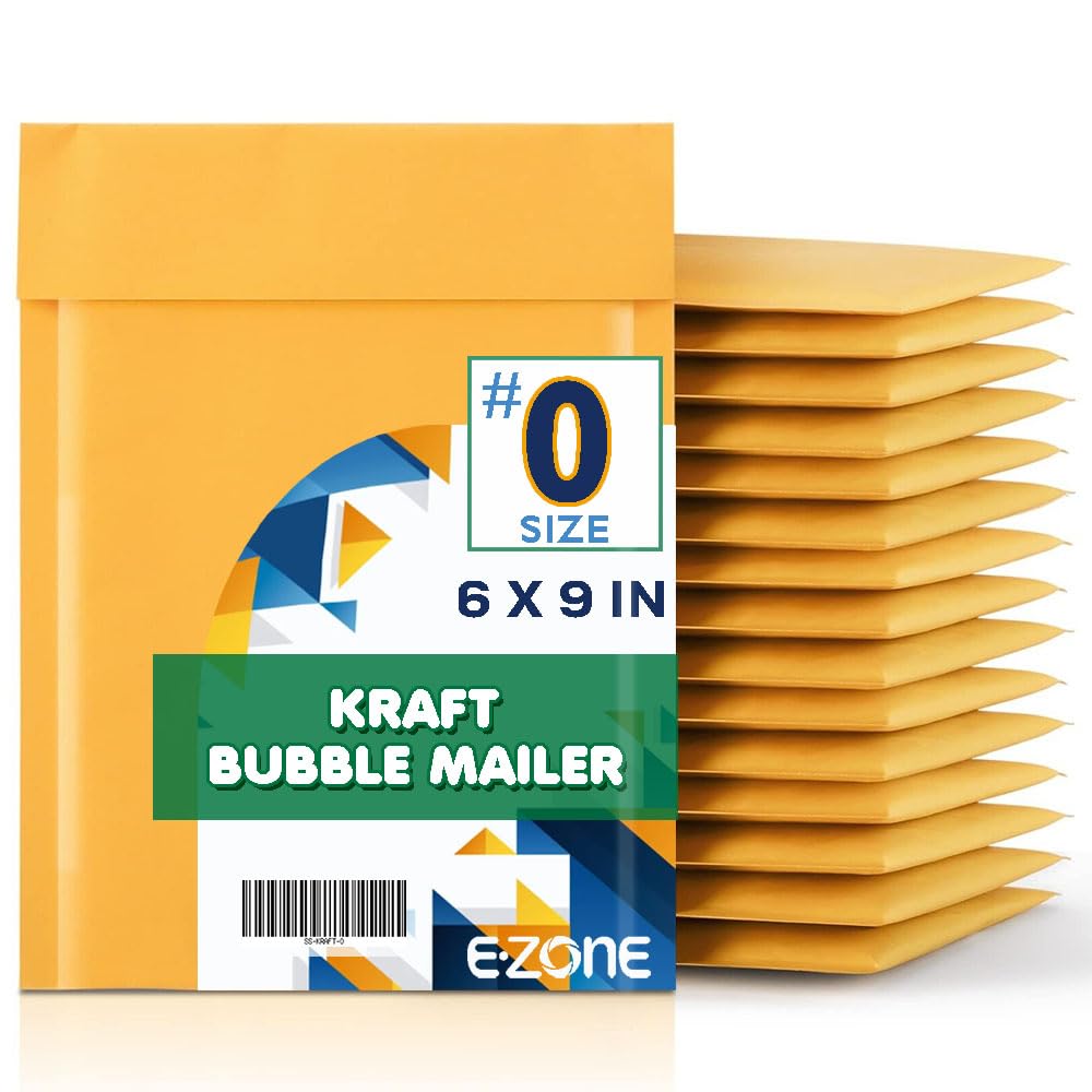 1000pcs 6x9 Inch Kraft Bubble Padded Envelopes - #0 Shipping Mailers for Ecommerce, Small Packages & Document Protection | Durable, Lightweight & Eco-Friendly Packaging Solution