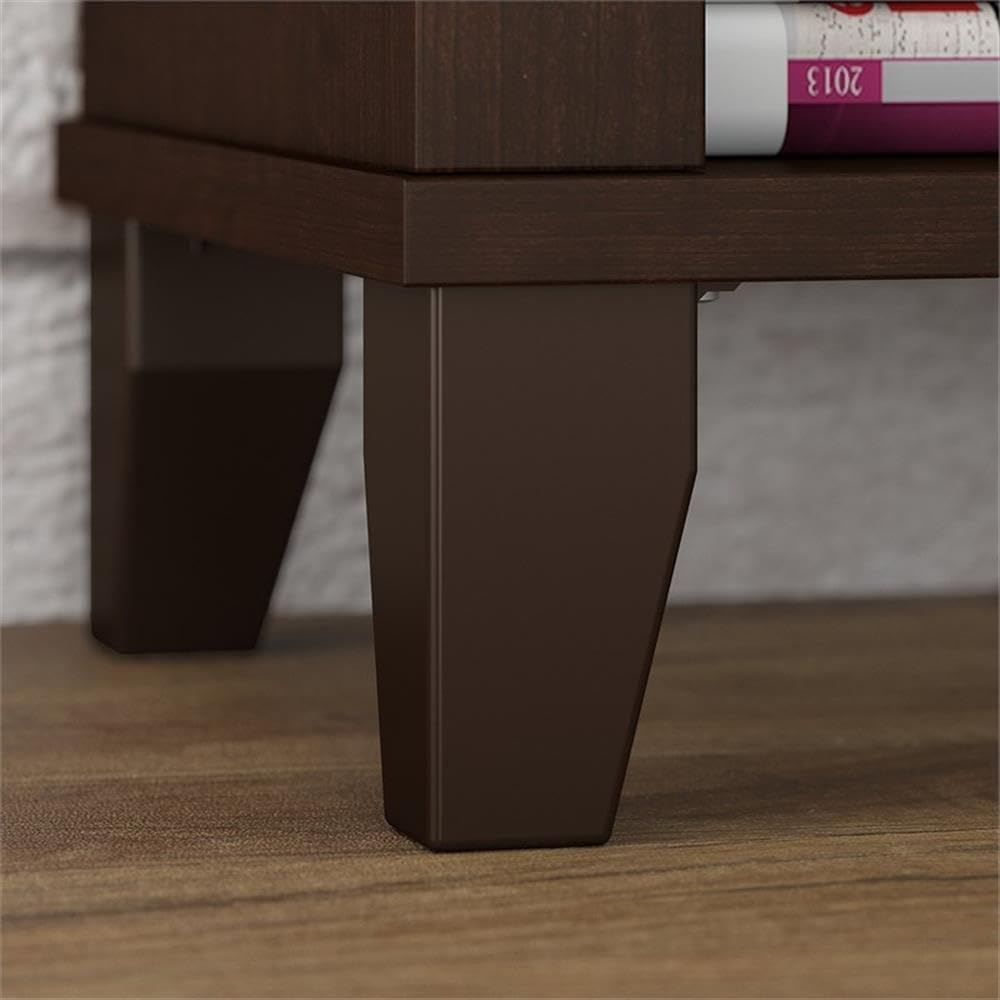 BOWERY HILL 5-Shelf Bookcase in Mocha Cherry - Solid Wood Bookshelf for Living Room, Bedroom, Office & Study - Perfect for Organizing Books, Decor & Storage