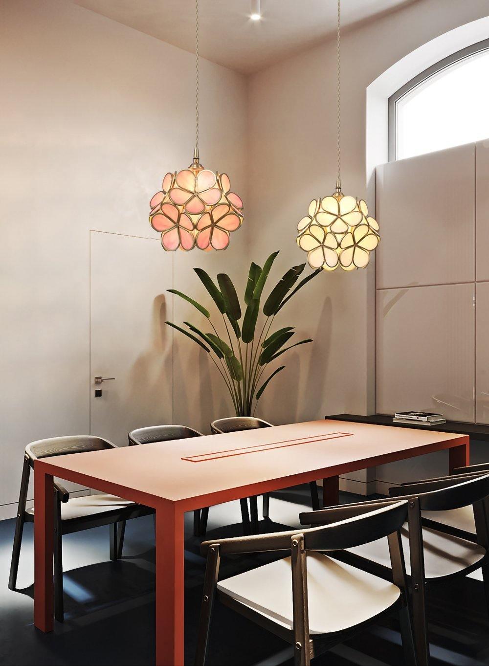 Modern Glass Petal Pendant Light - Elegant Floral Ceiling Lighting Fixture for Dining Room, Kitchen Island & Bedroom Decor