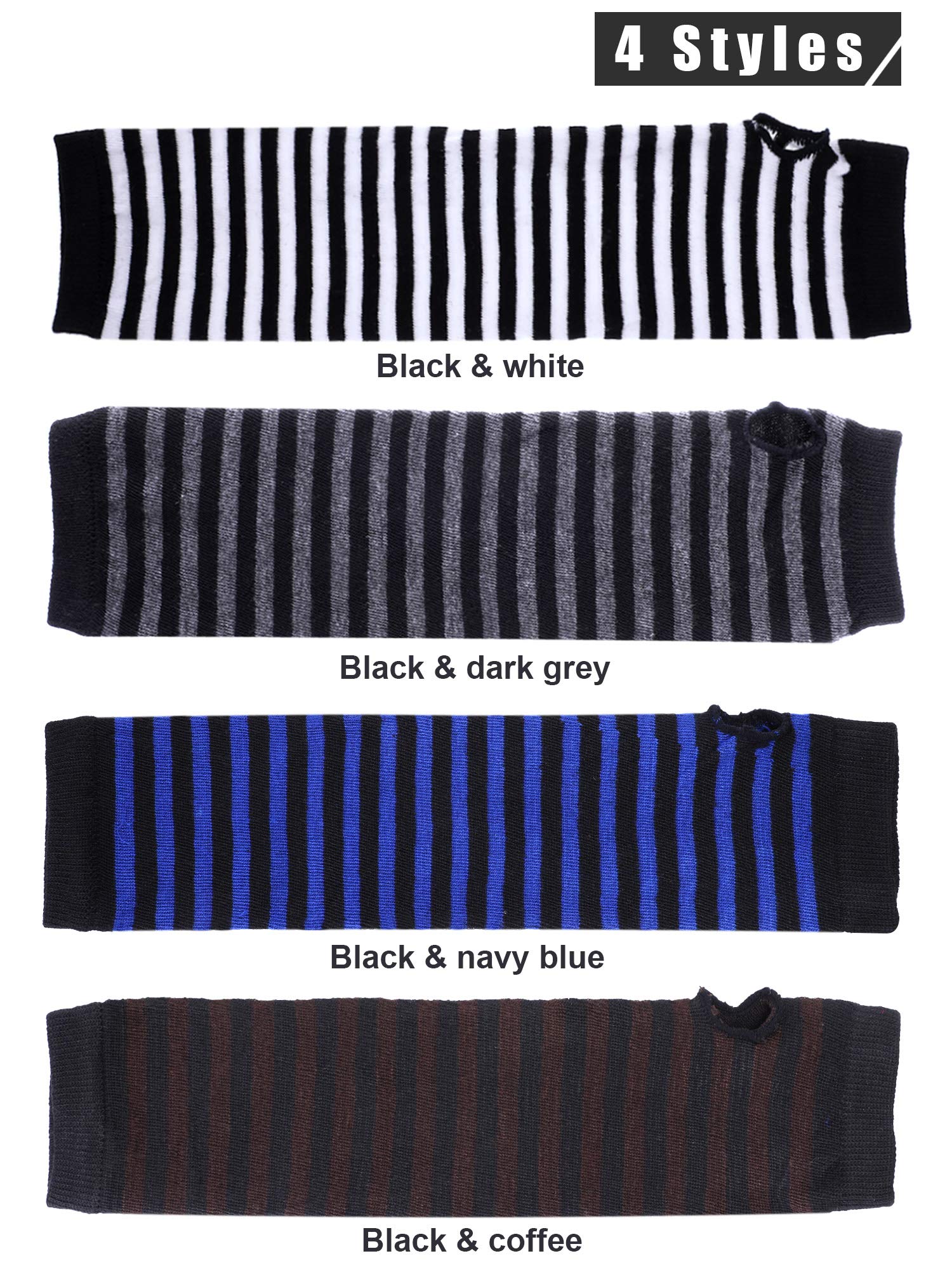4 Pairs Women's Knit Arm Warmers - Long Fingerless Gloves with Thumb Hole, Elbow Length Winter Hand Warmers for Women (Black, Grey, Blue, Coffee) - Perfect for Outdoor Activities, Running, Cycling, Yoga and Cold Weather Fashion