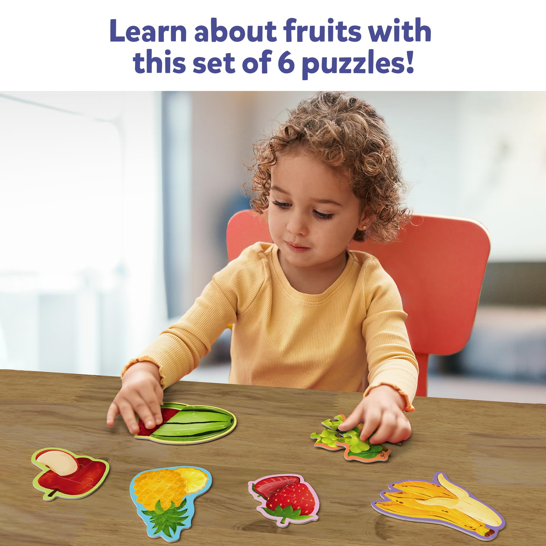 Skillmatics My First Puzzle Set - 21 Piece Fruit Jigsaw & Toddler Puzzles, Educational Learning Toy for Boys & Girls Age 3-6 | Perfect Gift for Preschoolers | Fun Indoor Activity for Early Childhood Development