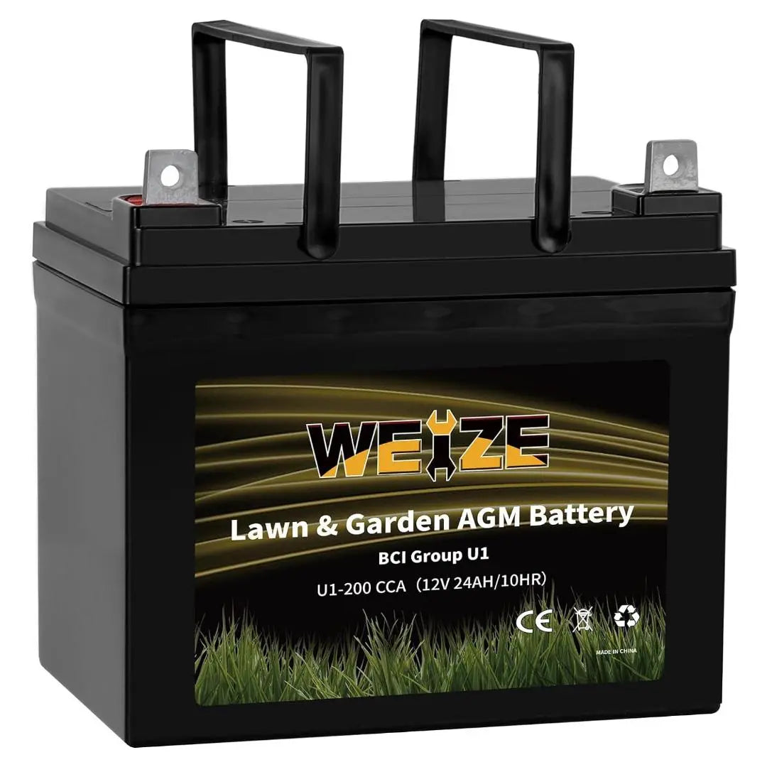 WEIZE AGM 12V 200CCA BCI Group U1 SLA Starting Battery - Compatible with John Deere, Toro, Cub Cadet & Craftsman Lawn Tractors & Mowers - Perfect for Lawn Care, Gardening & Outdoor Power Equipment