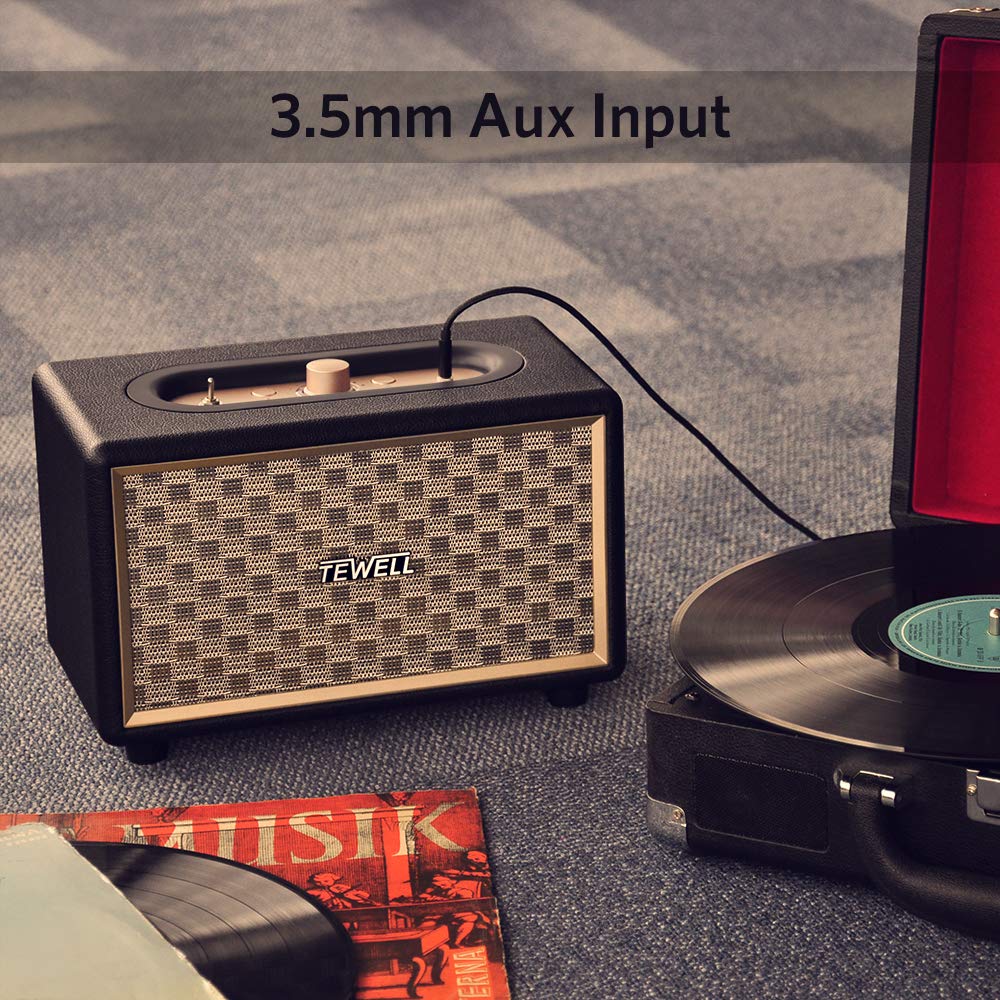 Premium Home Speaker with Rich Bass & Rotary Volume Control | Wireless Bluetooth & 3.5mm Aux Input | Ideal for Turntables, Record Players & Home Audio | AC Powered (Upgraded Version) | Perfect for Living Rooms, Bedrooms & Home Theater Systems