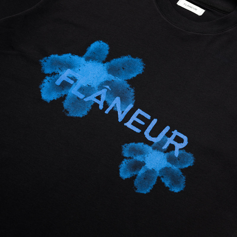 Flaneur Floral Watercolor T-Shirt for Women - Soft Cotton Black Tee - Perfect for Casual Wear, Summer Outfits & Layering