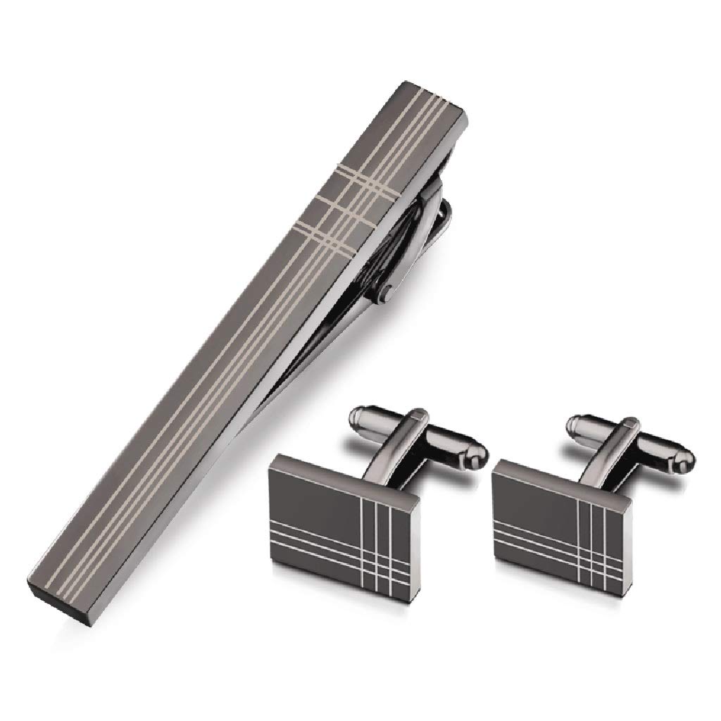 Premium Men's Tie Clip & Cufflinks Set - Stainless Steel Dress Shirt Accessories for Formal Wear - Perfect Gift for Weddings, Business Meetings & Special Occasions