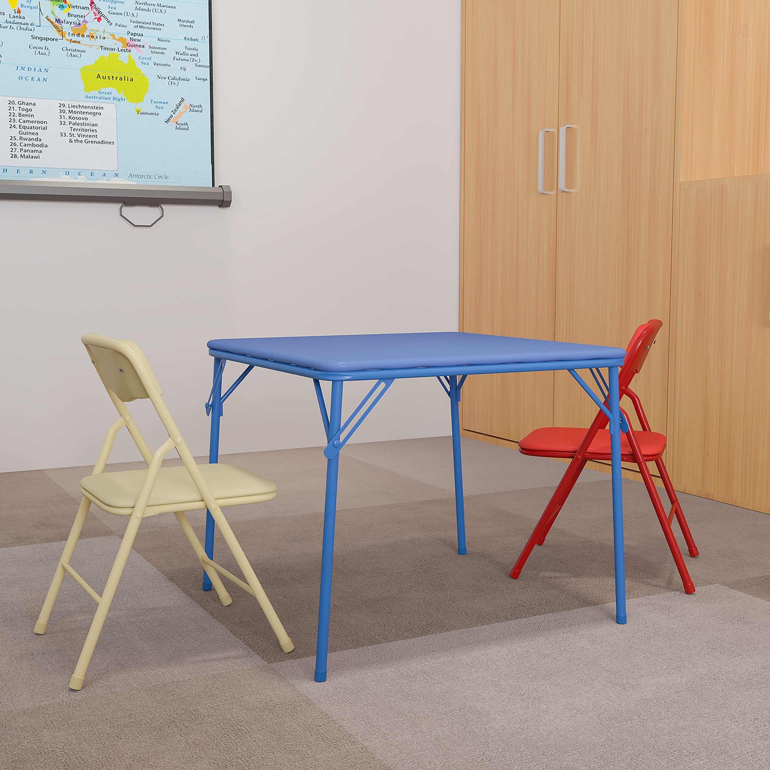Flash Furniture Kids Colorful 3-Piece Folding Table and Chair Set - Lightweight & Portable for Playroom, Classroom, or Outdoor Activities