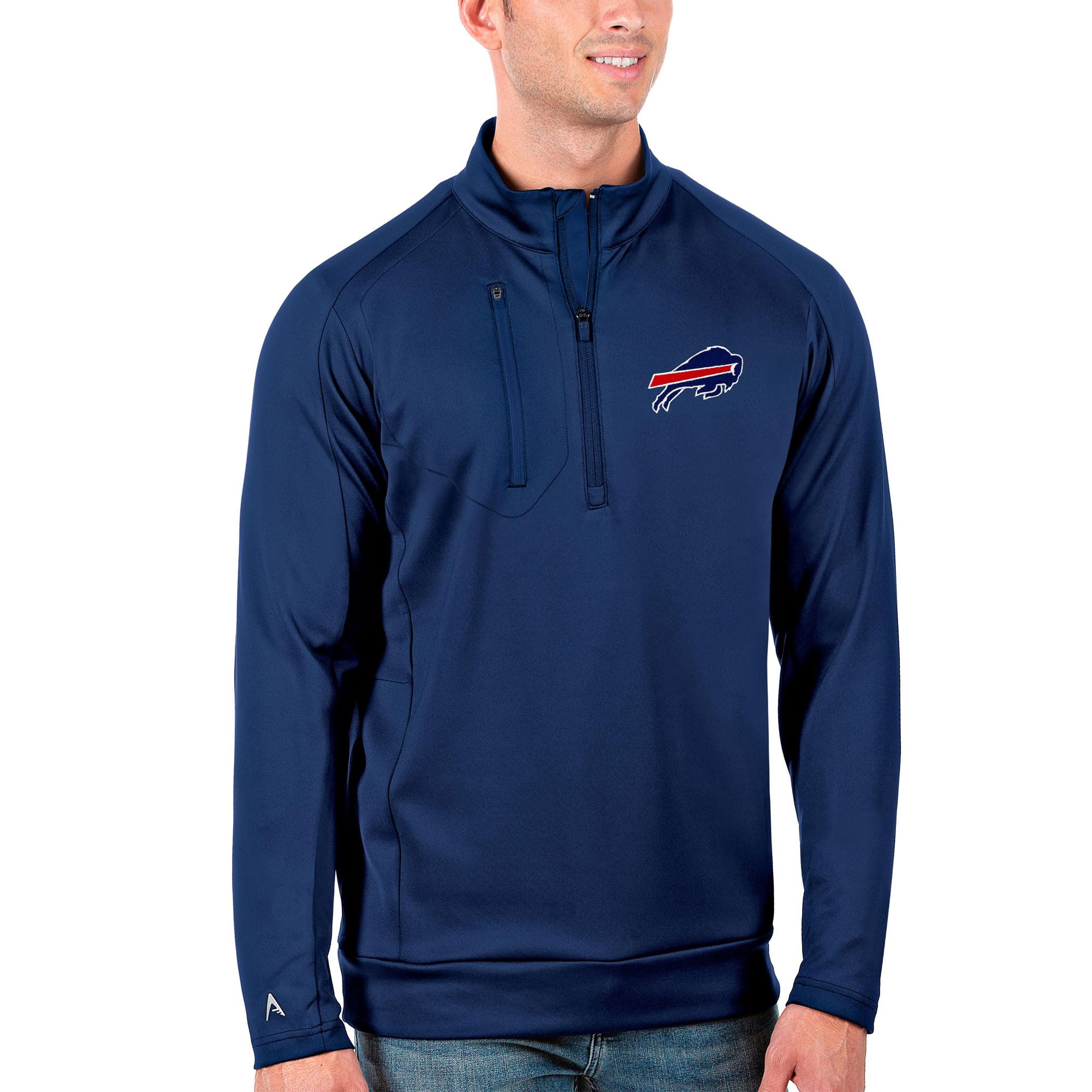Antigua Men's NFL Big & Tall Quarter-Zip Pullover Jacket - Warm Fleece Lined Football Outerwear for Game Day & Casual Wear