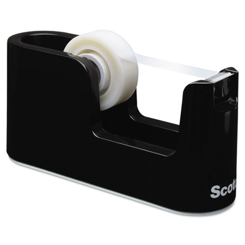 Heavy Duty Weighted Tape Dispenser for Office & Shipping - 3 Core Desktop Tape Holder, Black - Perfect for Packing, Mailing & Crafting