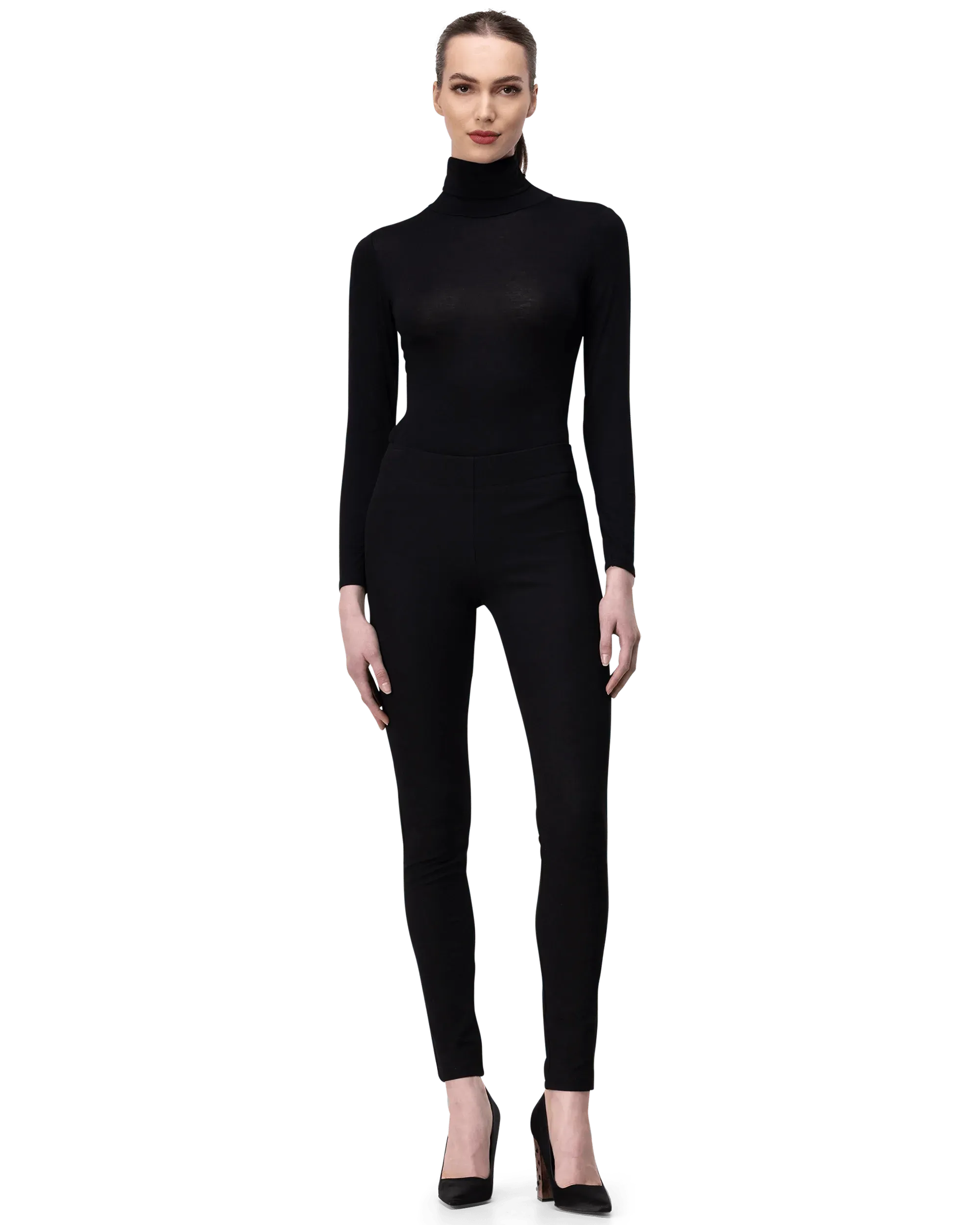 Gabardine Stretch Leggings for Women - High Waist Yoga Pants with Pockets - Comfortable Workout Leggings for Running, Gym & Lounge