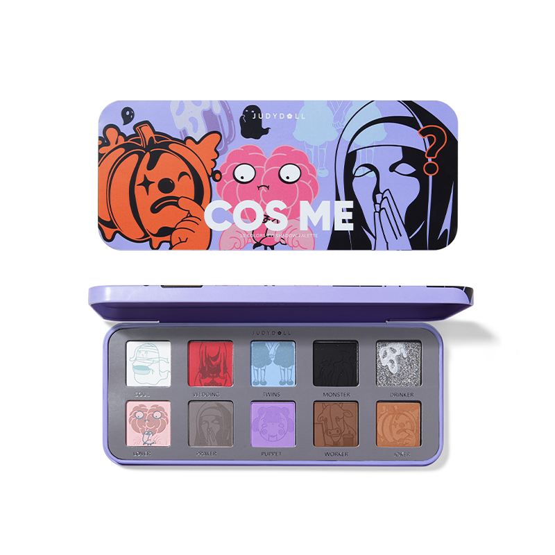 Judydoll Halloween Limited Edition 10-Color Eyeshadow Palette - Vibrant Pigmented Makeup for Party, Cosplay & Special Occasions