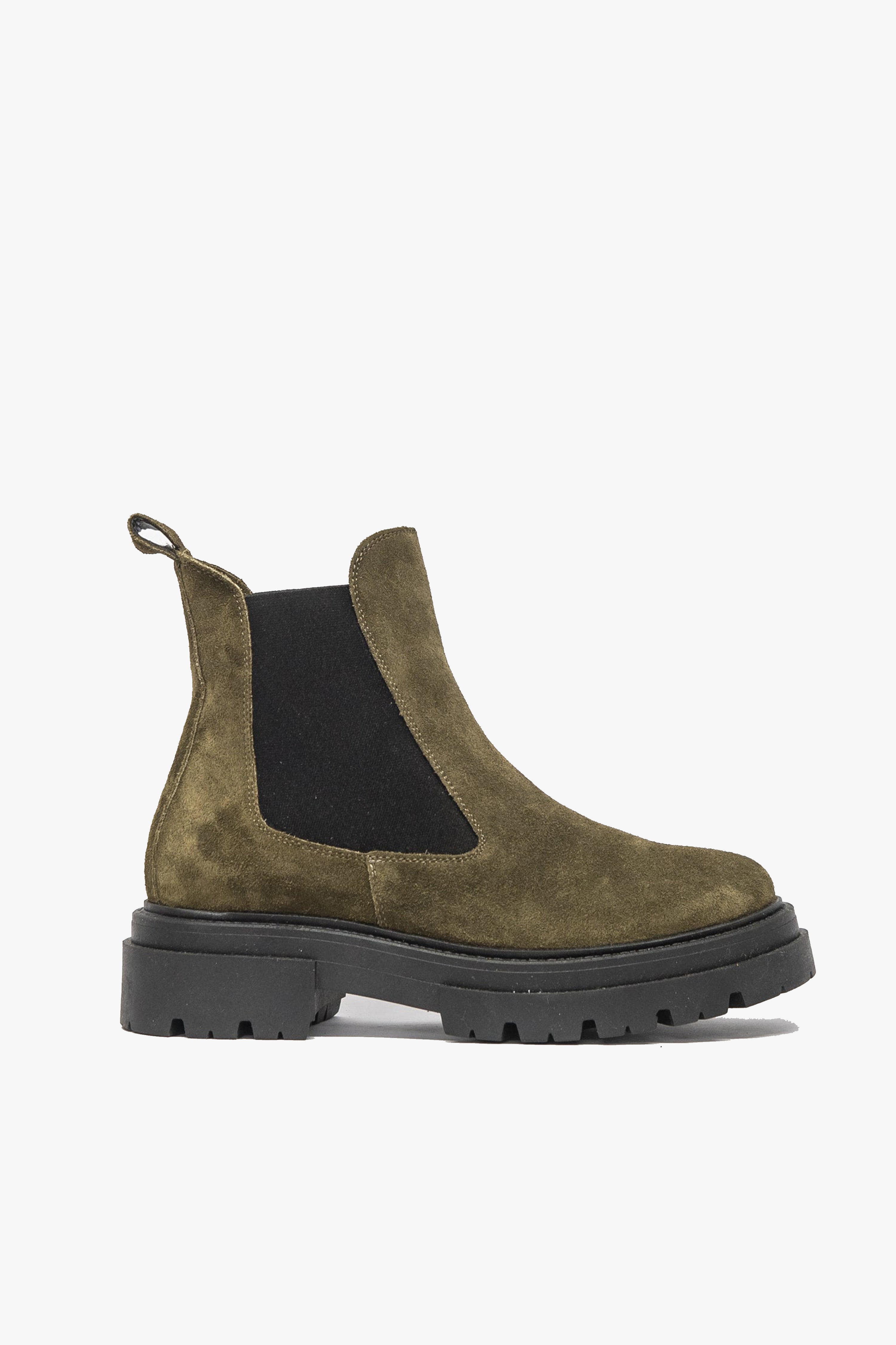 Stylish Green Suede Chelsea Boots for Women - Comfortable Low Heel Ankle Boots - Perfect for Fall, Winter & Casual Outfits