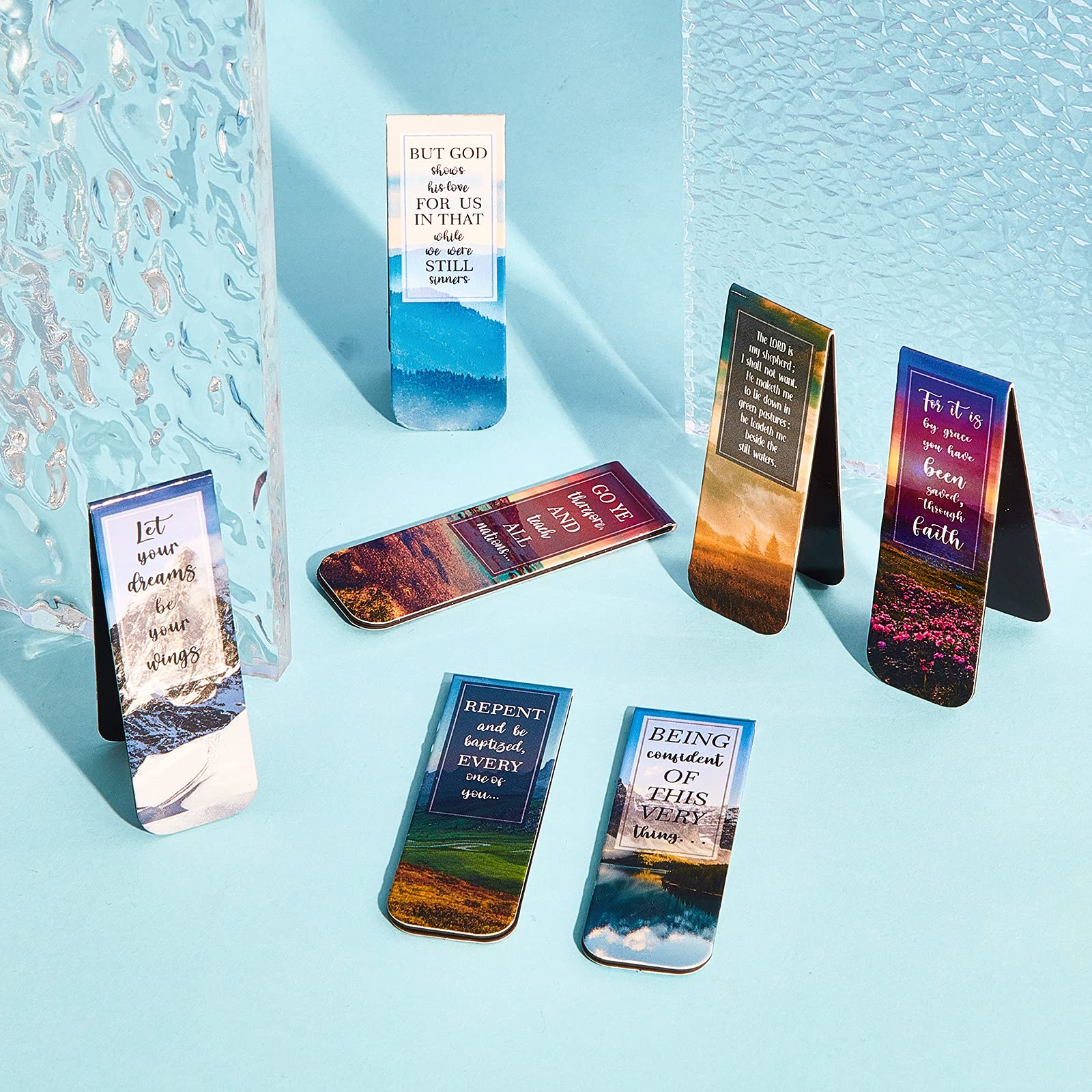 Nezyo 12-Piece Magnetic Christian Bookmark Set with Bible Verses - Inspirational Scripture Quote Bookmarks for Women & Men - Perfect for Bible Study, Church Gifts & Daily Devotionals