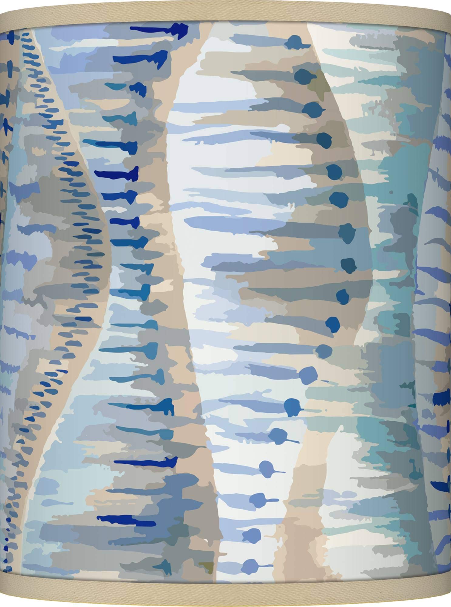 Vintage Cylinder Lamp Shade - Siren Blue & Beige Small 10