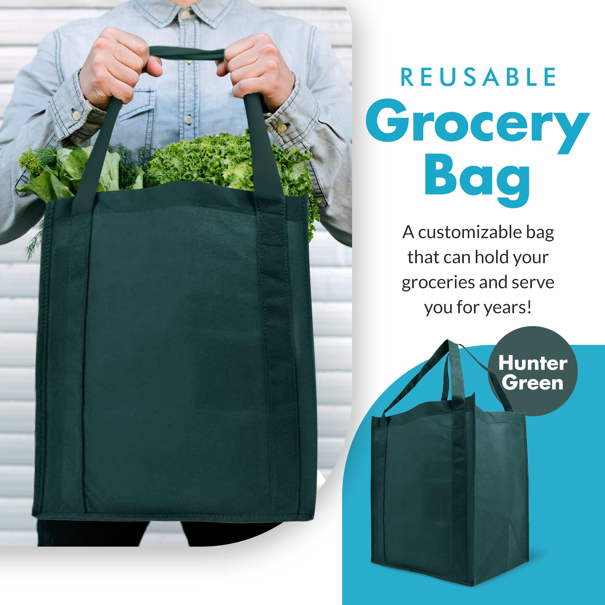 Eco-Friendly Reusable Grocery Bags - Heavy Duty 20
