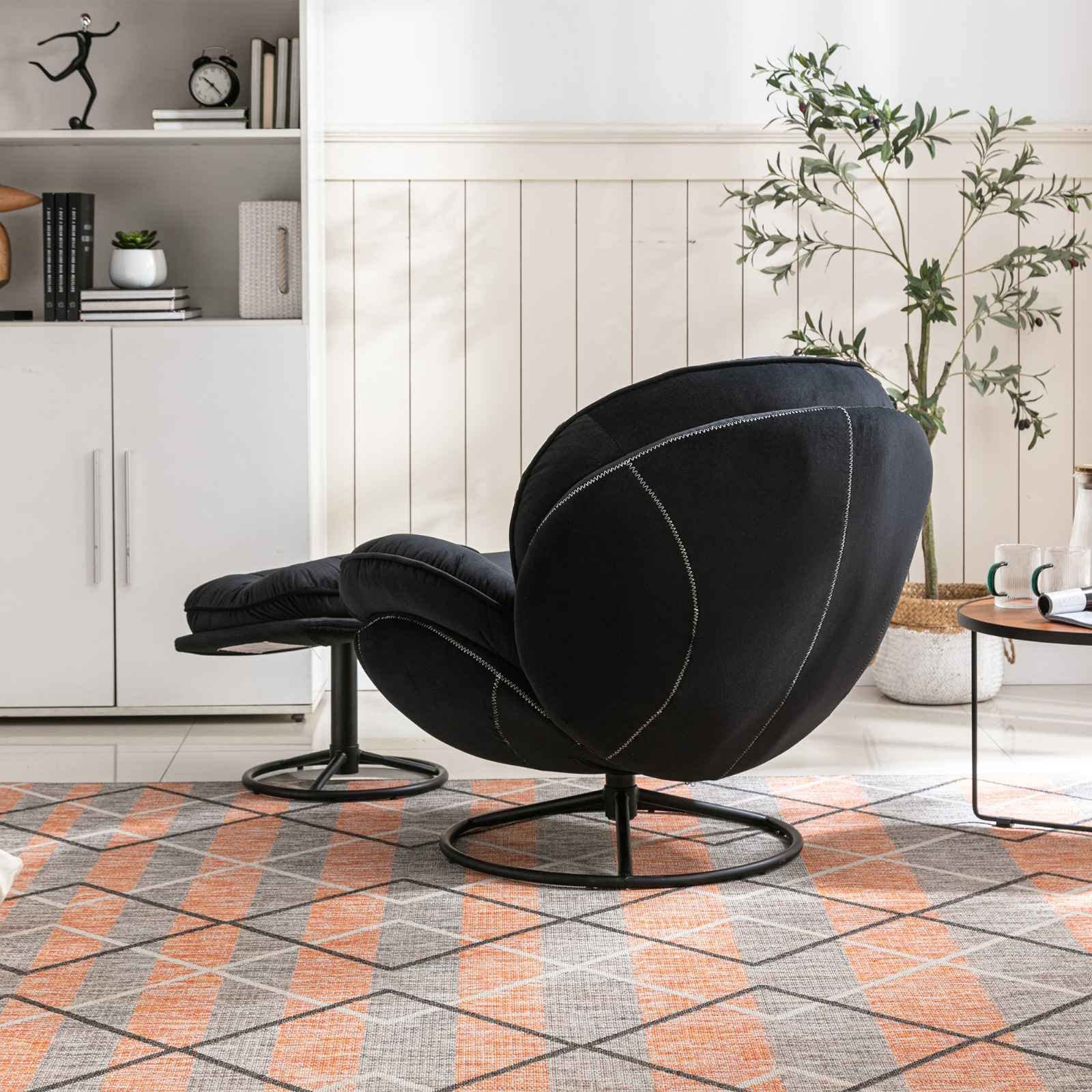 Velvet Swivel Accent Chair with Ottoman - Modern Living Room Lounge Chair with Footrest for Relaxing & Reading - Perfect for Home, Office, and Cozy Spaces