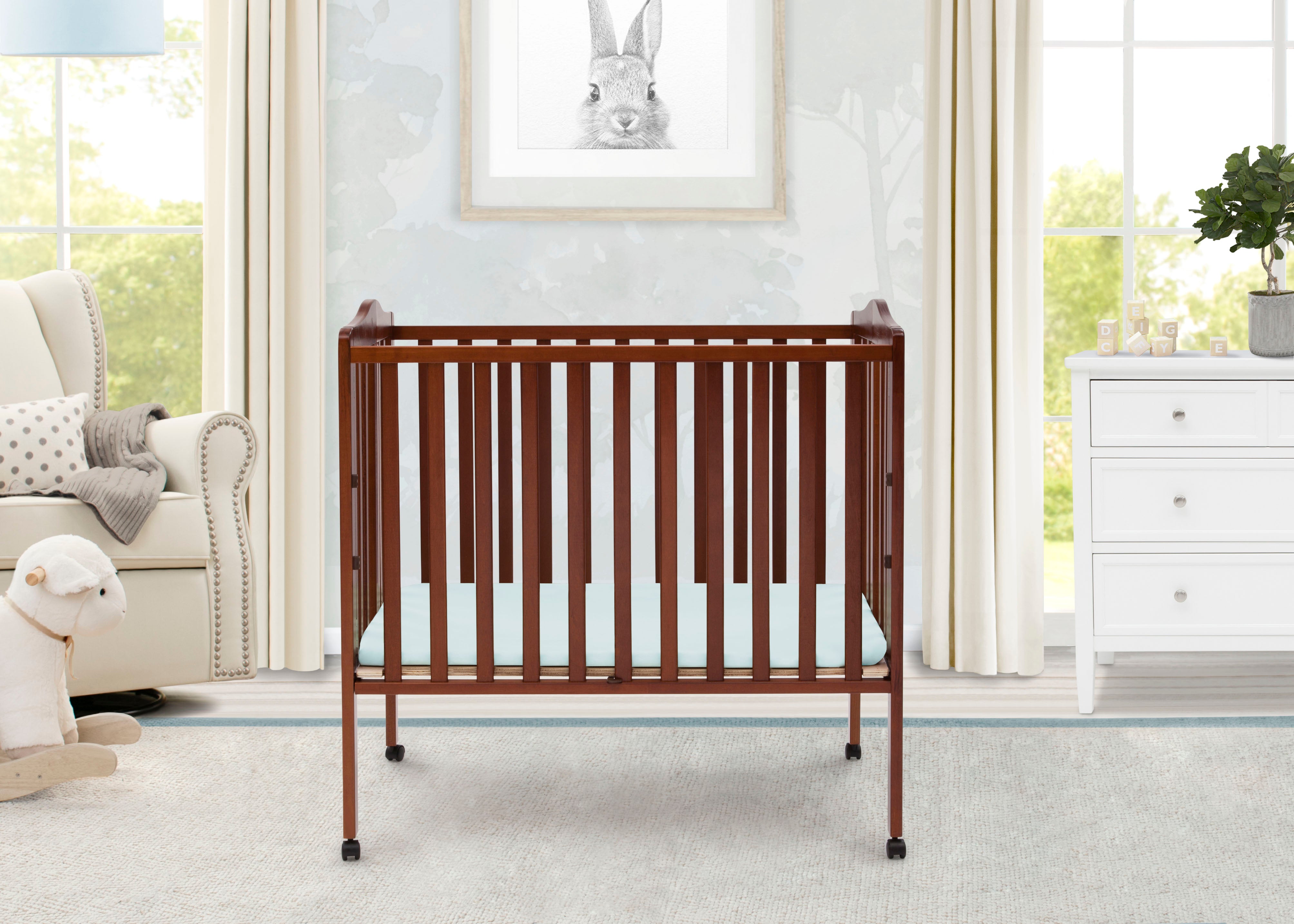 Portable Folding Mini Baby Crib with 1.5 Inch Mattress - Lightweight Travel Crib for Home, Nursery & On-The-Go Use