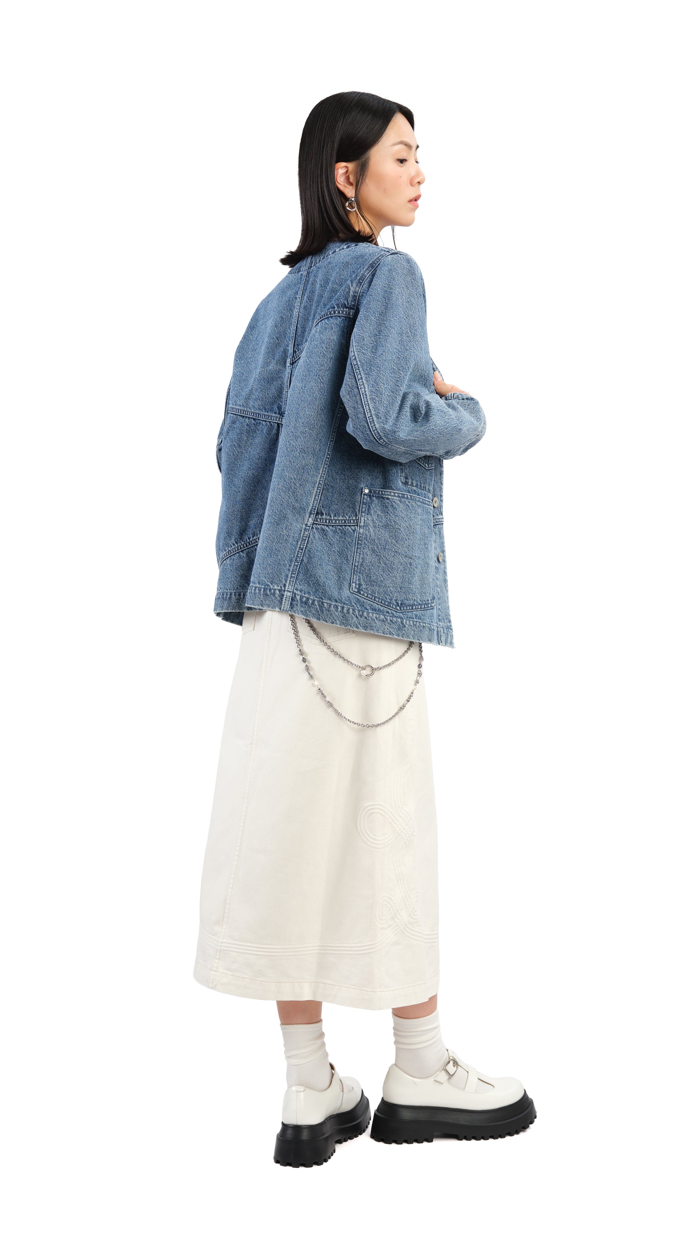 Vintage Rebuilt Collarless Denim Jacket for Women & Men - Distressed Denim Trucker Jacket with Raw Hem - Perfect for Streetwear, Layering & Casual Outfits