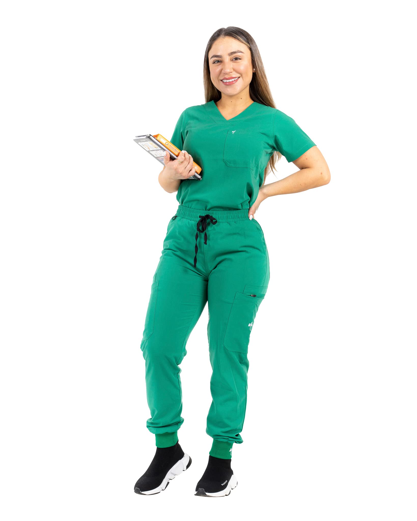 Women's Mim Jogger Scrub Pants - Skinny Leg Medical Joggers in Burgundy, Black, Navy & Green | Comfortable Work Pants for Nurses, Doctors & Healthcare Professionals