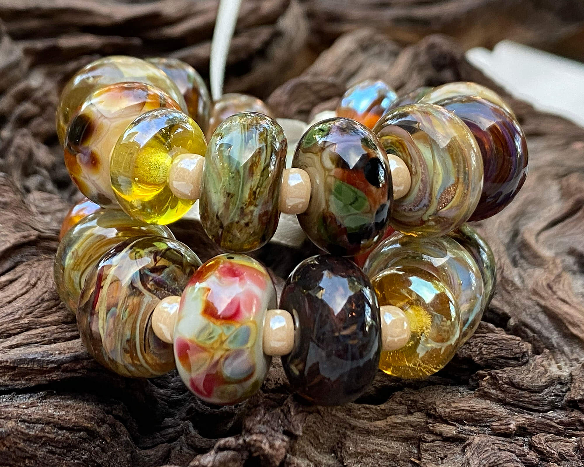 23pcs Brown Lampwork Beads Mix - Handmade Glass Beads for Jewelry Making, DIY Crafts, Bracelets & Necklaces - Perfect for Bohemian Style Accessories and Home Decor Projects