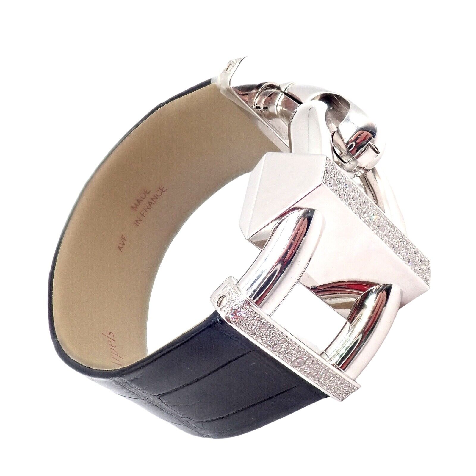 Authentic Van Cleef & Arpels 18K White Gold Diamond Cadenas Alligator Watch - Luxury Women's Dress Watch for Special Occasions & Evening Events