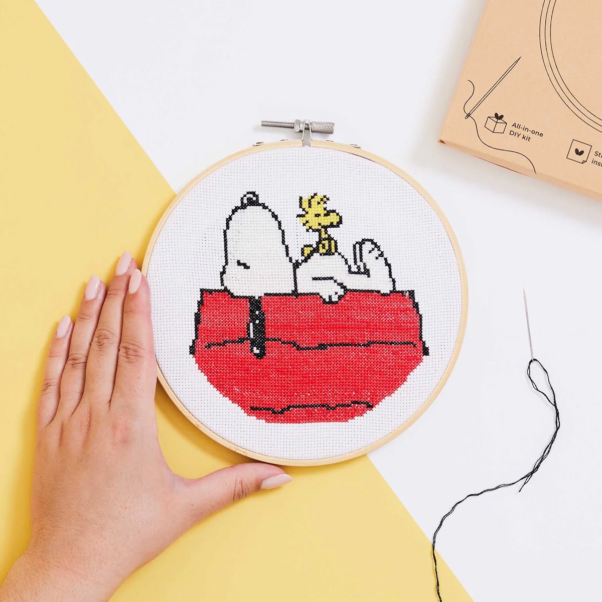 Snoopy Cross Stitch Kit for Beginners - DIY Embroidery Kit with Pattern, Thread & Needle - Perfect for Home Decor, Gifts & Relaxing Crafts