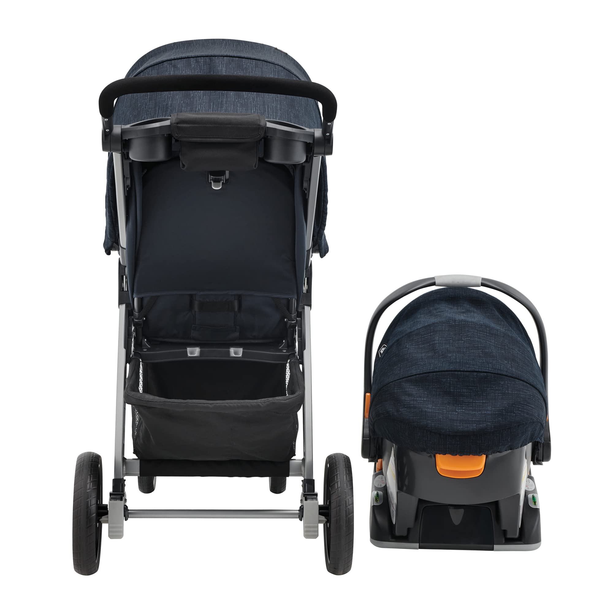 Chicco Bravo 3-in-1 Trio Travel System with Quick-Fold Stroller & KeyFit 30 Infant Car Seat - Brooklyn/Navy | Safe & Convenient Car Seat & Stroller Combo for Newborns | Perfect for City Walks, Shopping & Family Outings