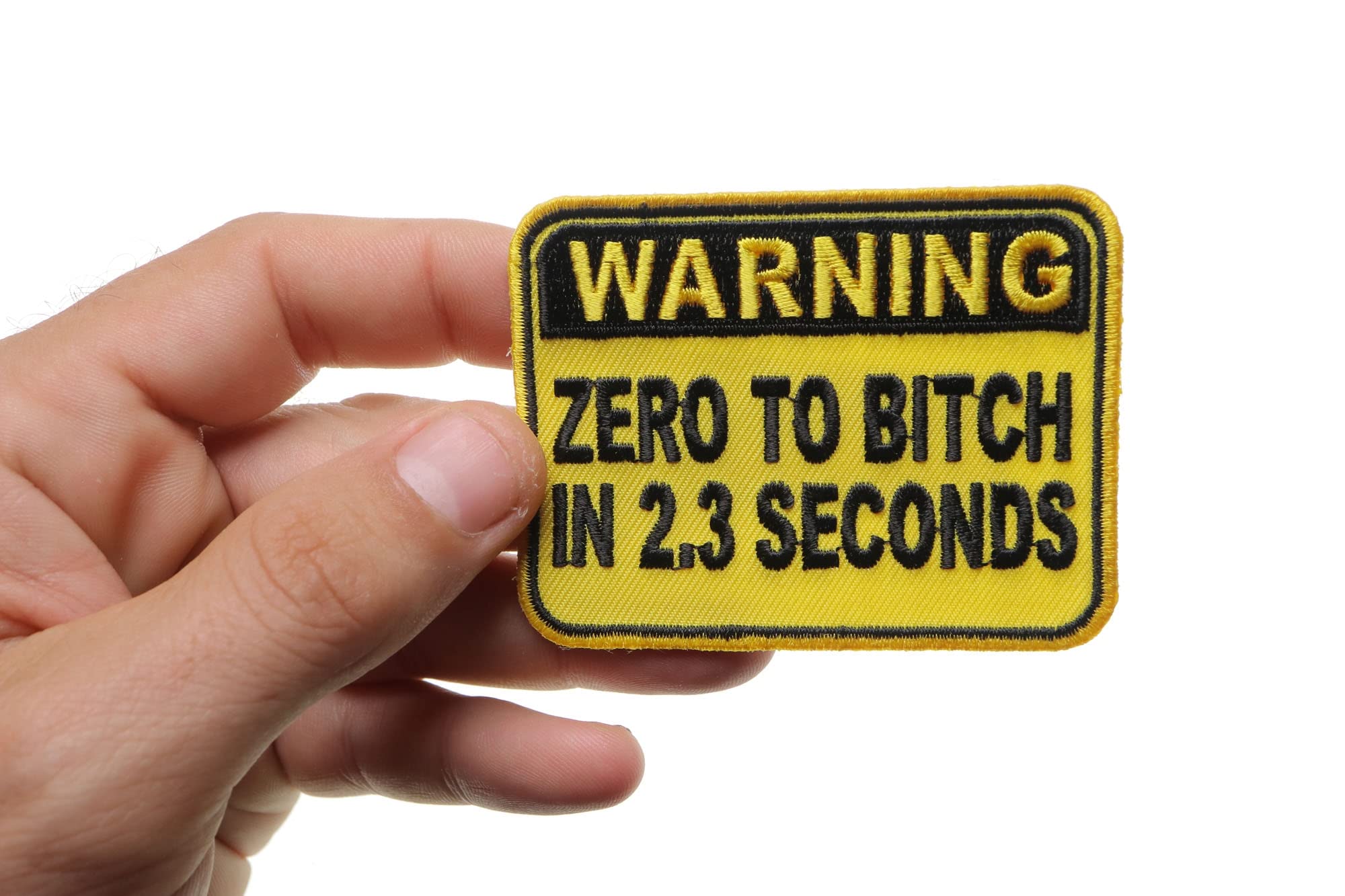 Funny Warning Zero to Bitch in 2 Seconds Iron On Patch for Jackets, Hats & Backpacks - Humorous Sew On Badge for Adults - Perfect for DIY Crafts, Denim Jeans & Punk Style Accessories