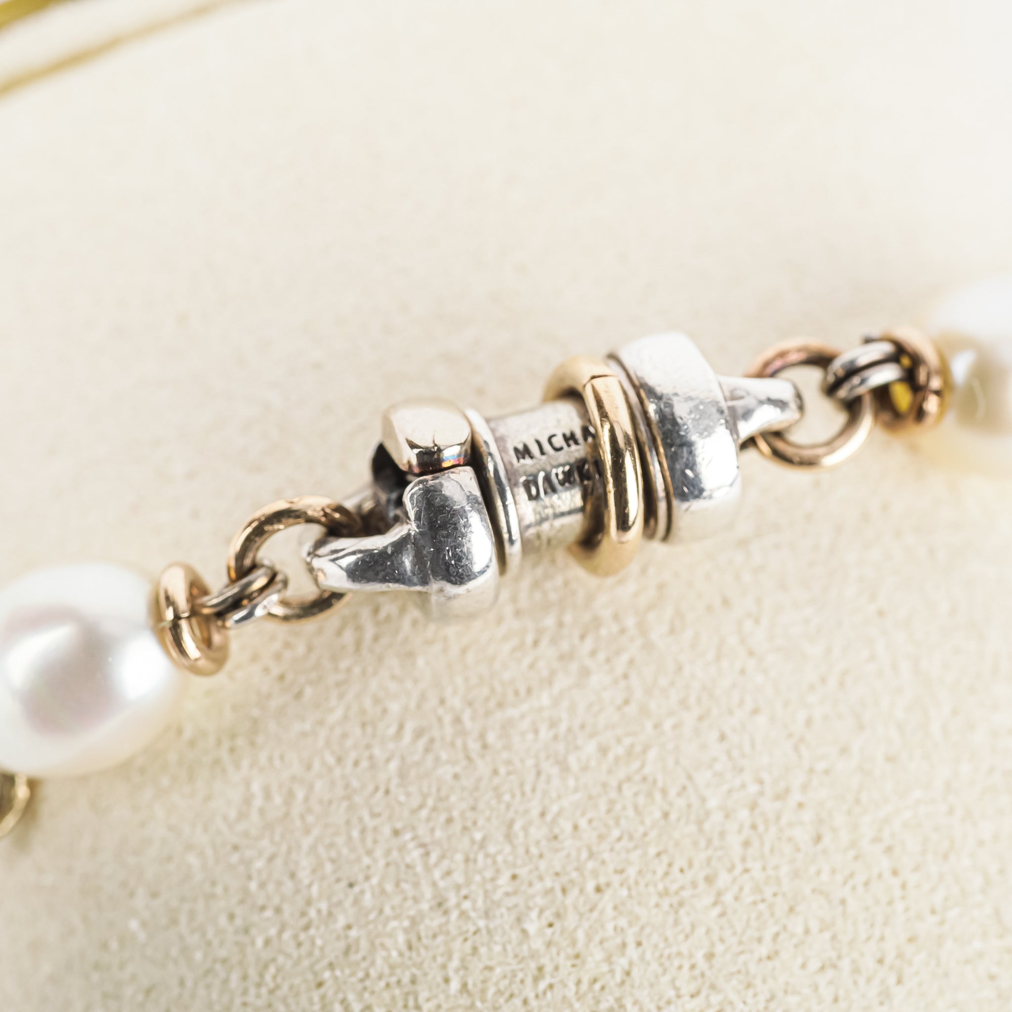 Michael Dawkins Sterling Silver Two-Tone Garnet Pearl Bracelet for Women - Elegant Jewelry Gift for Birthday, Anniversary & Special Occasions