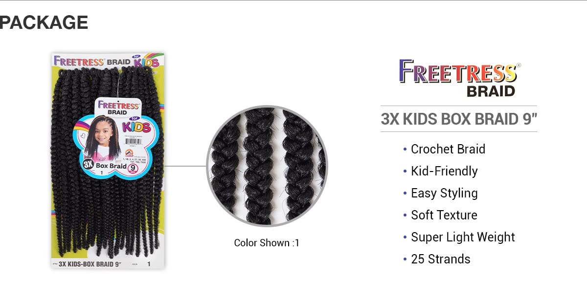 FreeTress Crochet Braids 3X Kids Box Braid 9