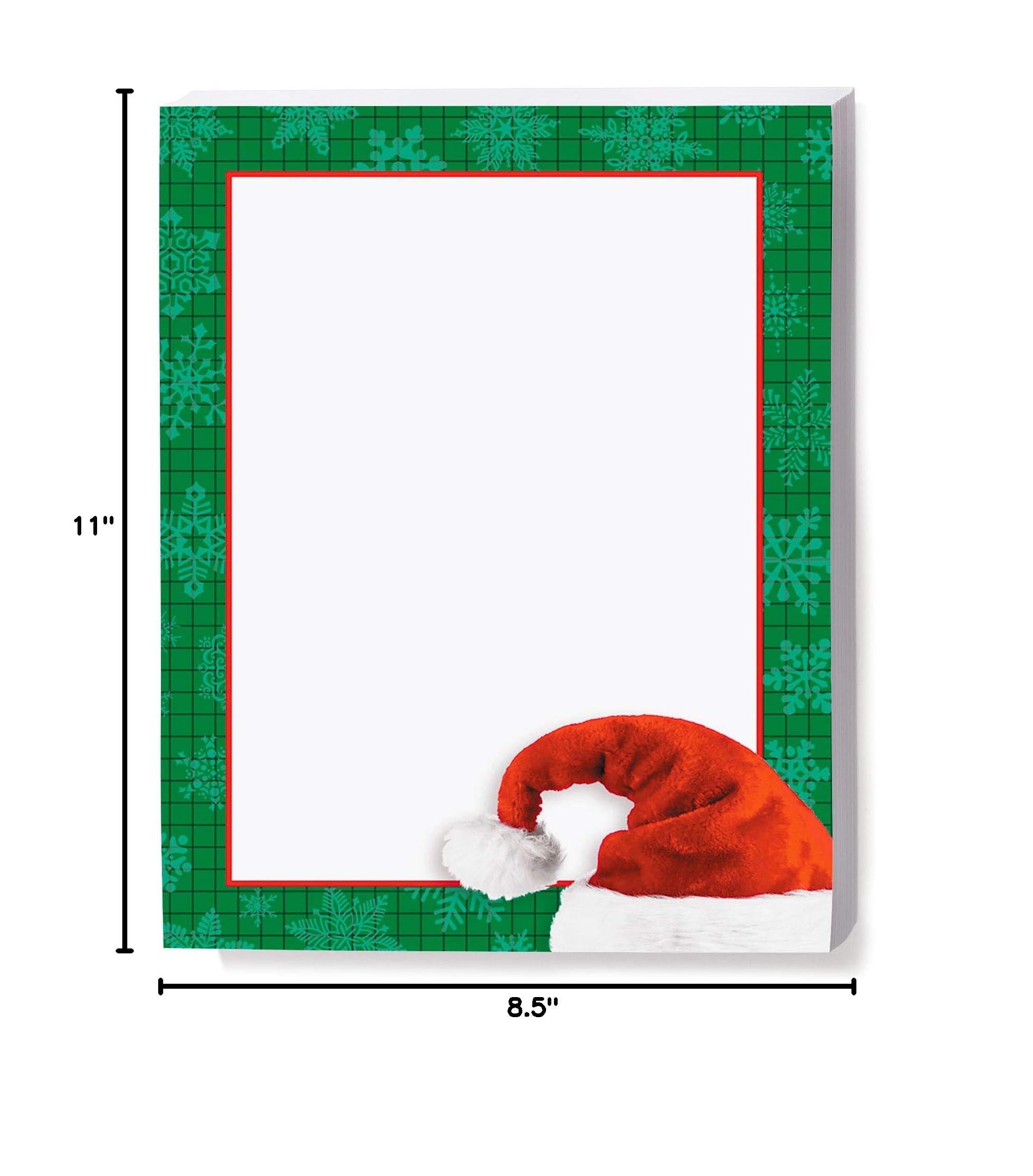 Premium Snowflake Checkered Christmas Holiday Stationery - Elegant Winter Theme Border Paper & Letterhead (8.5 x 11, 25 Sheets) for Festive Greetings, Office Correspondence & Seasonal Craft Projects