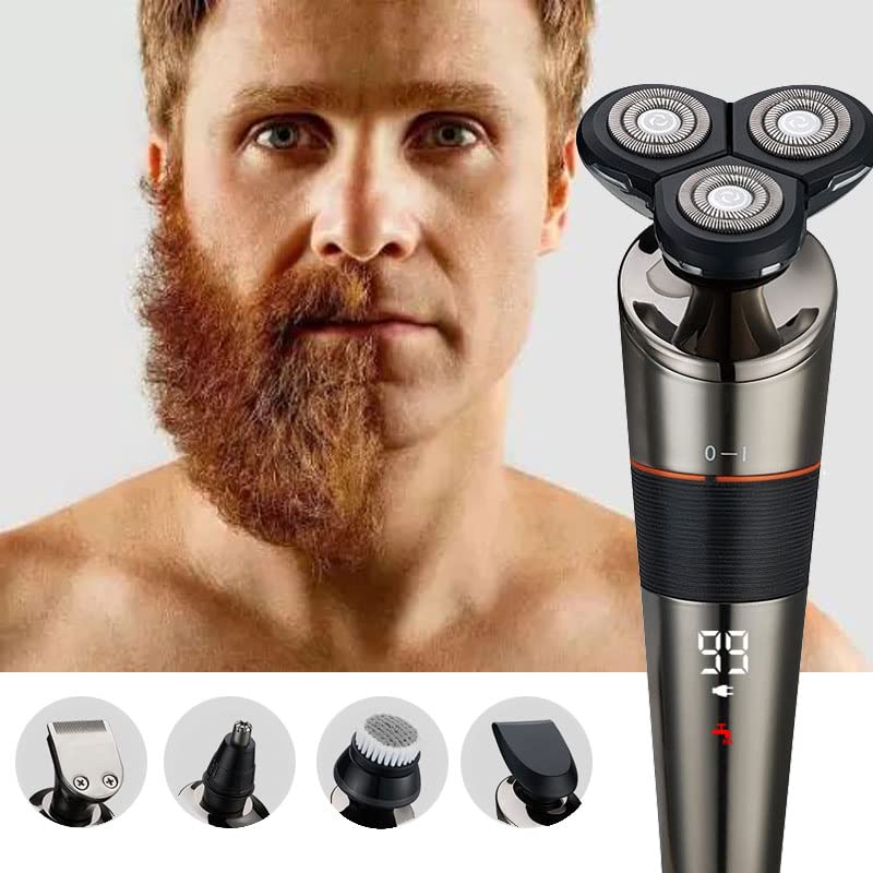 Professional 4-in-1 Electric Razor for Men - Rechargeable Beard Trimmer, Hair Clipper & Shaver with LCD Display - Perfect for Home Barbering & Travel Grooming