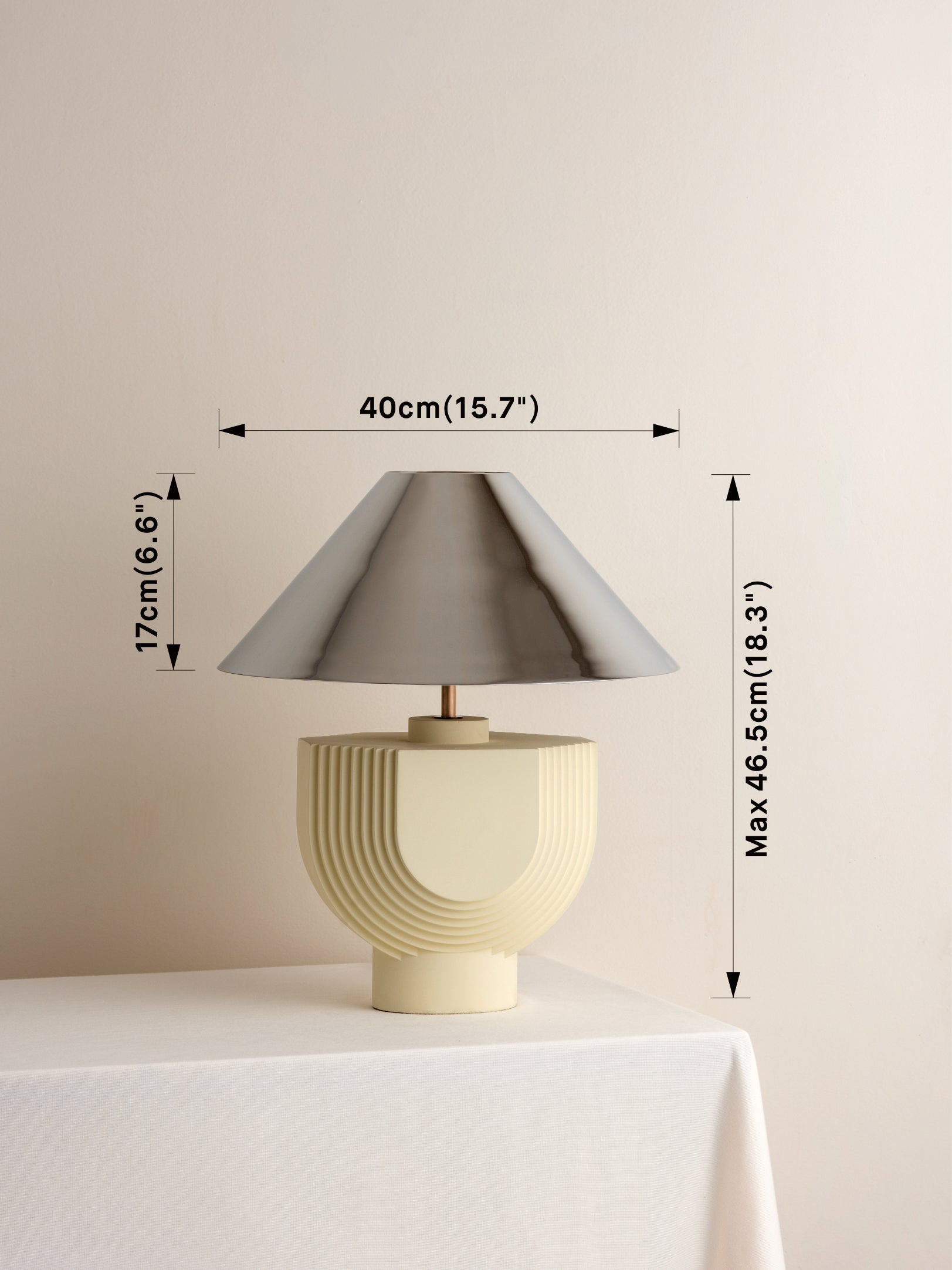 Modern Concrete Table Lamp with Chrome Shade - Stylish Industrial Lighting for Living Room, Bedroom, or Office Decor