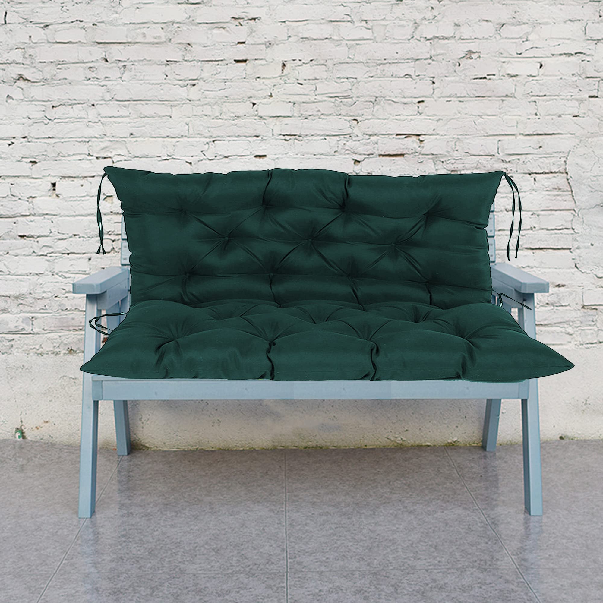 Premium Soft Thick Swing Cushion Replacement - 47x40in Waterproof Bench Pad with Ties for Indoor/Outdoor Patio Swing, Hanging Chair & Floor Tatami - Dark Green - Perfect for Garden, Balcony and Backyard Relaxation