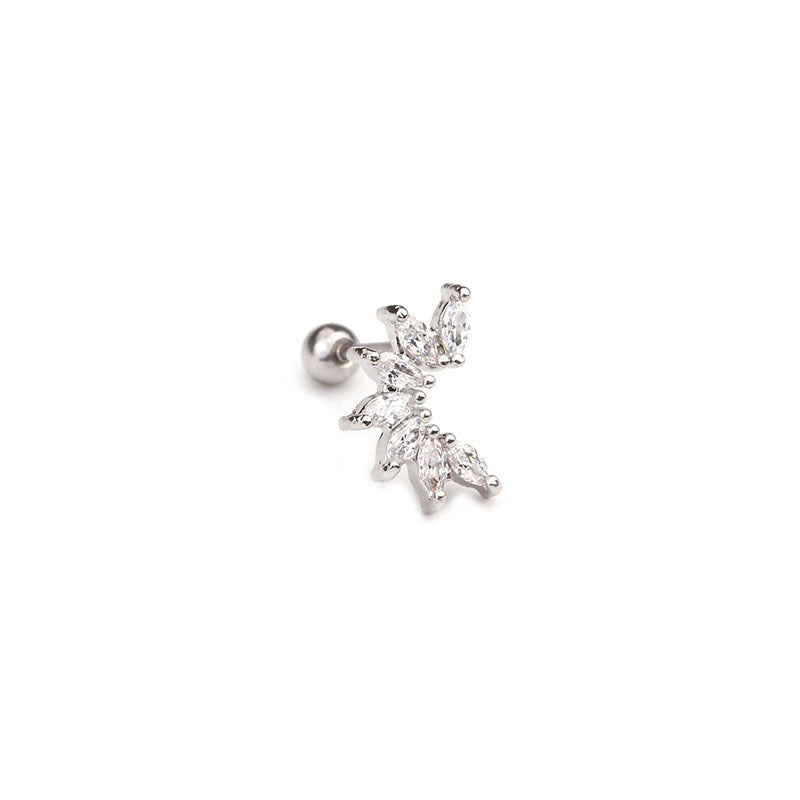 20G Cartilage Curved Stud Earrings - Flat Back Hypoallergenic Crown Earrings for Women | HSPJ1903 | Perfect for Daily Wear, Parties & Special Occasions