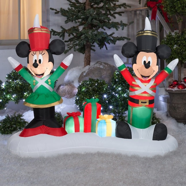 4.5' Airblown® Mickey Mouse and Minnie Mouse Christmas Inflatable Decor - Toy Soldier Design for Holiday Yard Decoration & Outdoor Party Decorations