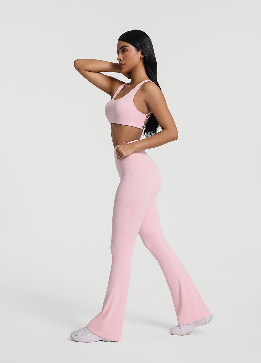 Stylish Ruched Flared Leggings for Women - High Waisted Yoga Pants with Side Pockets - Perfect for Workouts, Yoga & Casual Wear