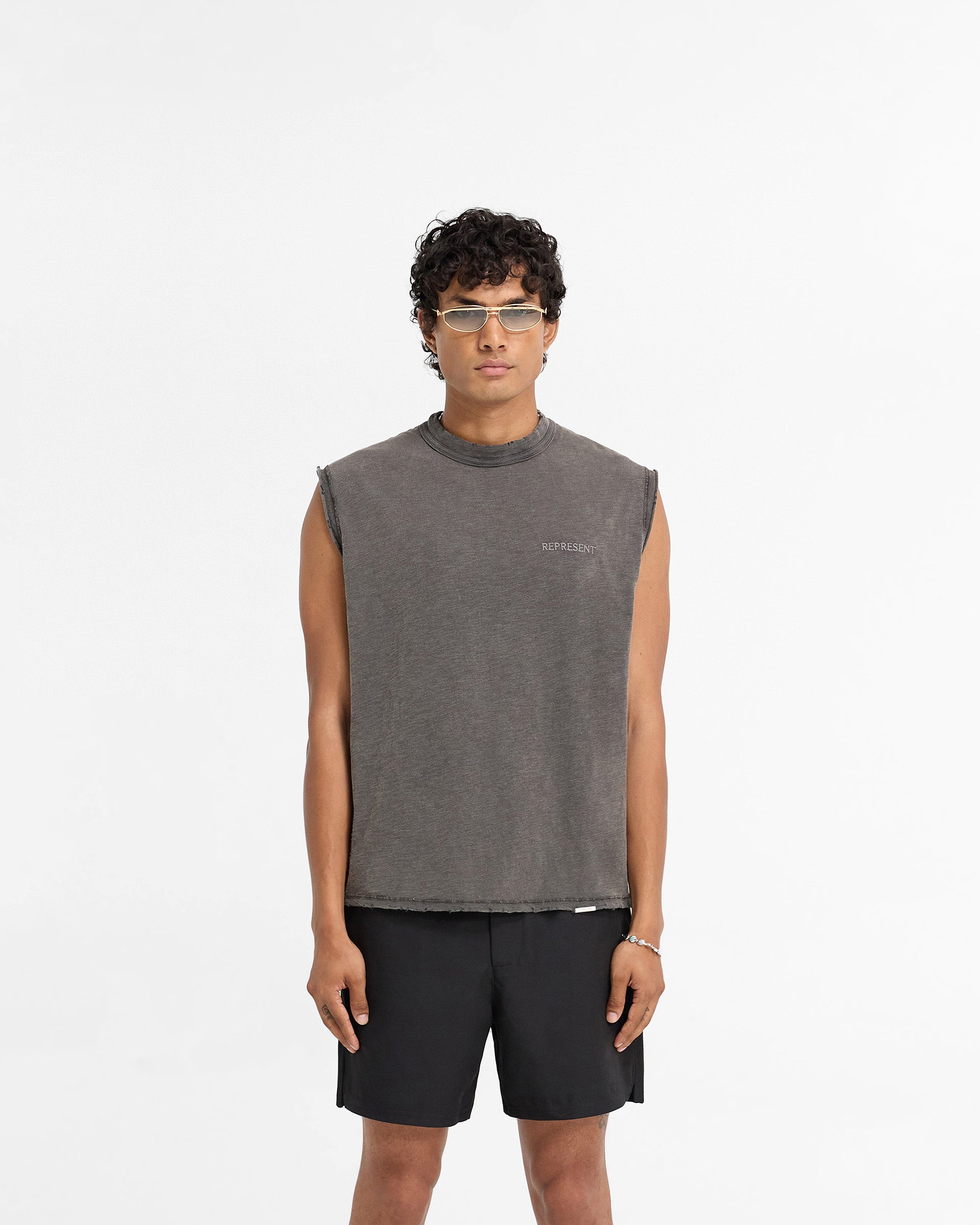 Vintage Grey Slub Tank Top for Women - Soft & Breathable Cotton Tee - Casual Summer Outfit, Beachwear & Layering Essential