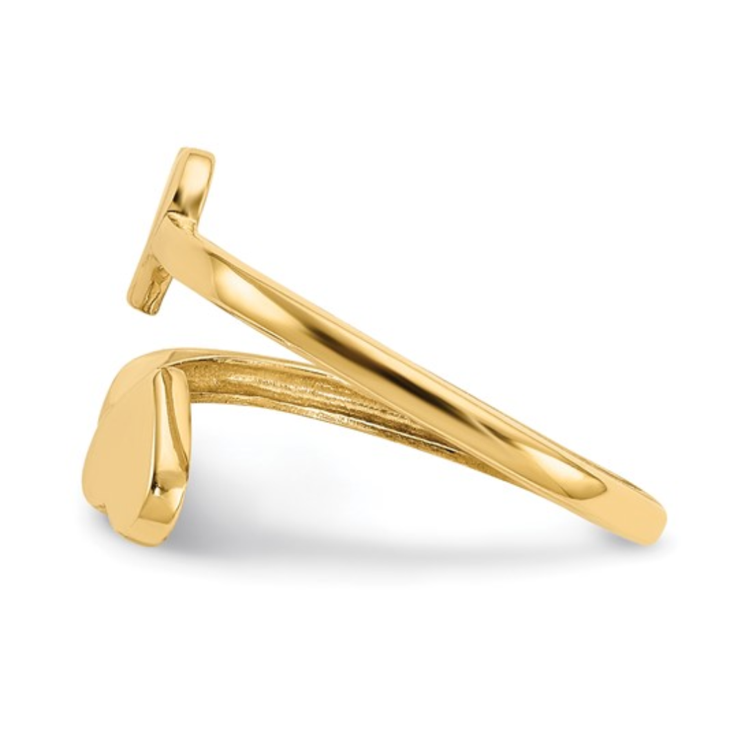 10K Gold Double Heart Bypass Toe Ring for Women - Elegant Foot Jewelry for Beach, Wedding & Summer Fashion