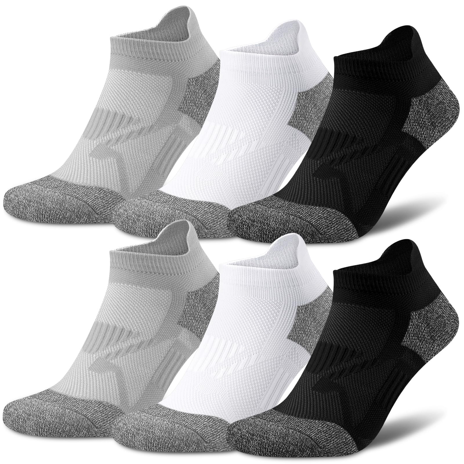 Gonii Compression Athletic Socks for Men & Women - Cushioned Anti-Blister Running Socks with Arch Support - Comfort Fit Ankle Socks (5-6 Pairs) - Perfect for Running, Hiking, Workout & Sports Activities