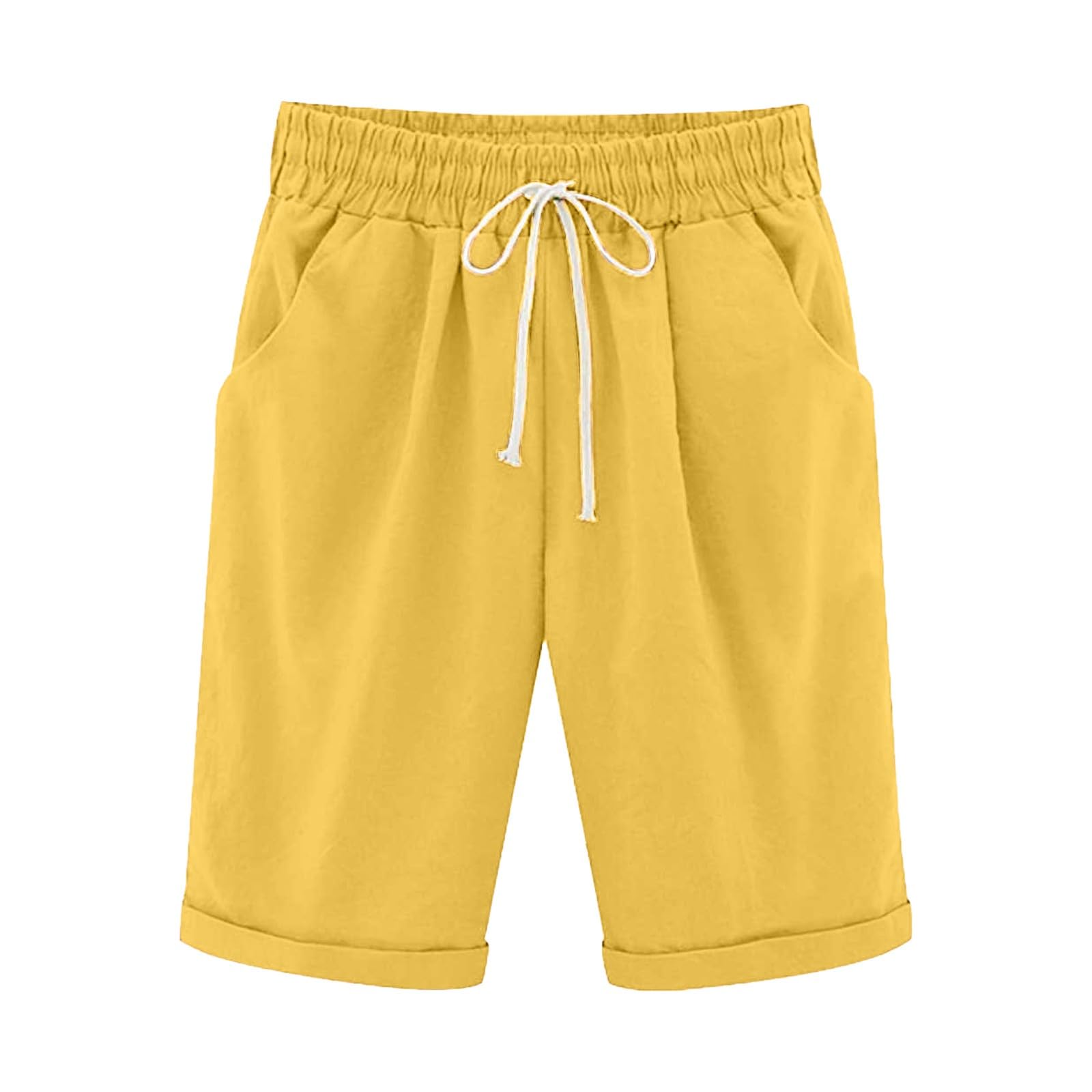 High Waisted Bermuda Jean Shorts for Women - Loose Fit Cotton Lounge Shorts with Pockets | Casual & Athletic Wear