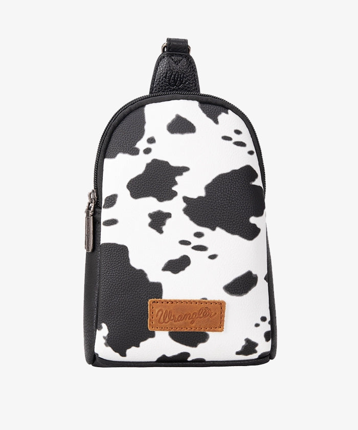 Wrangler Cow Print Sling Bag - Stylish Crossbody Shoulder Bag for Women & Men - Perfect for Travel, Hiking, and Everyday Use