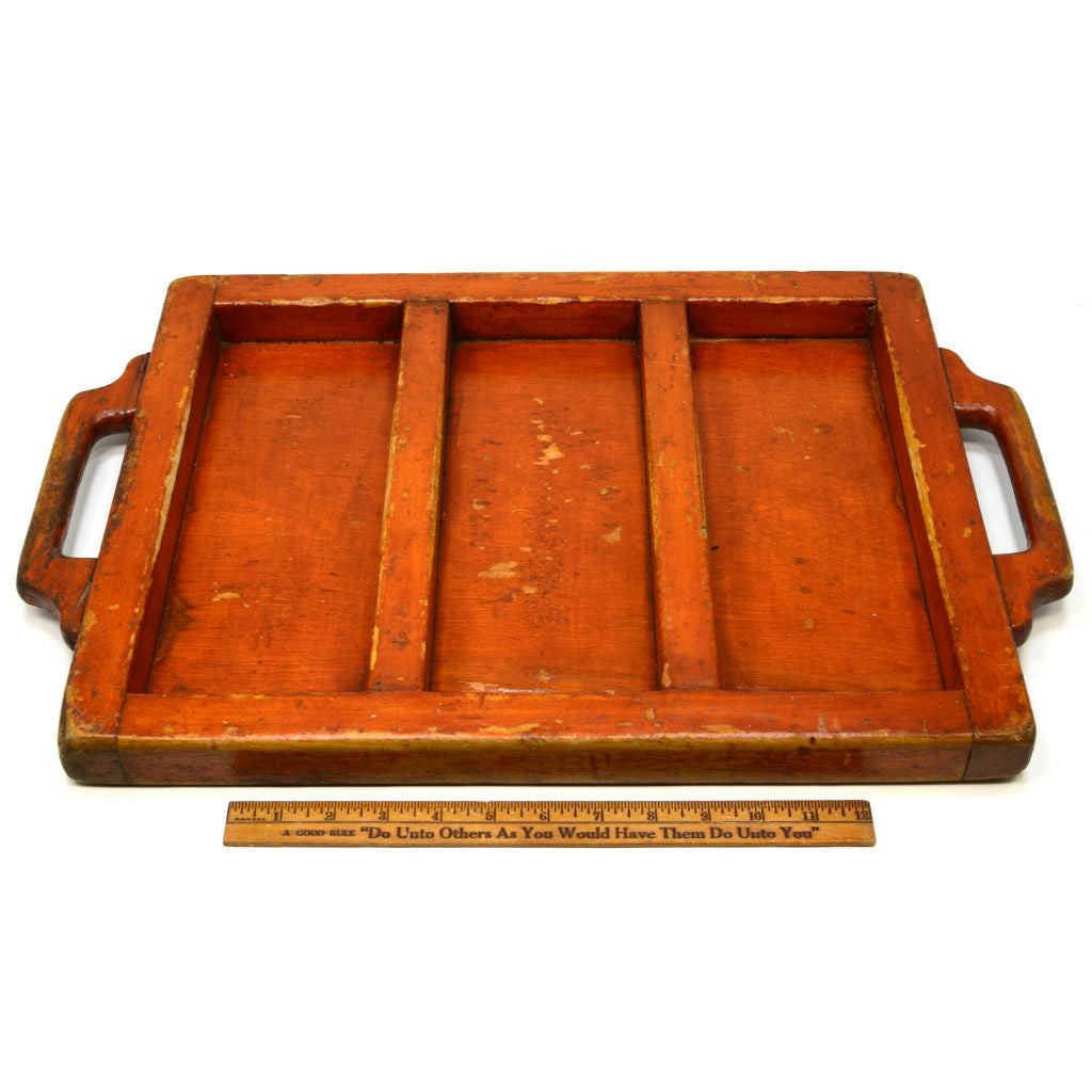 Antique Solid Hardwood Serving Tray 14x22 - Handmade Folk Art Vegetable Platter with Patina - Perfect for Dining, Entertaining & Rustic Home Decor