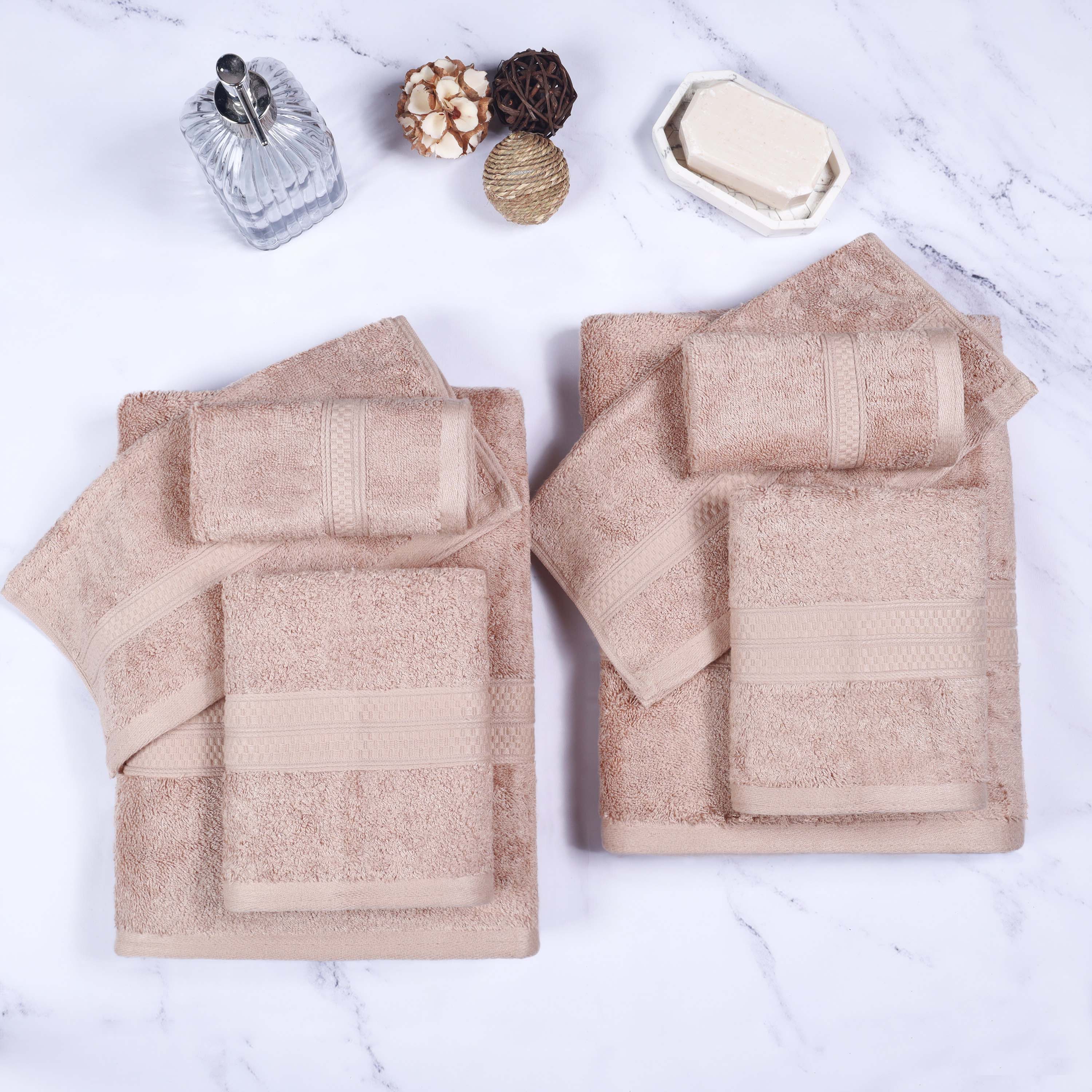Ultra Soft Rayon Bamboo Cotton Blend 8-Piece Towel Set - Luxurious Bath & Spa Towels for Home, Hotel, and Gift Use