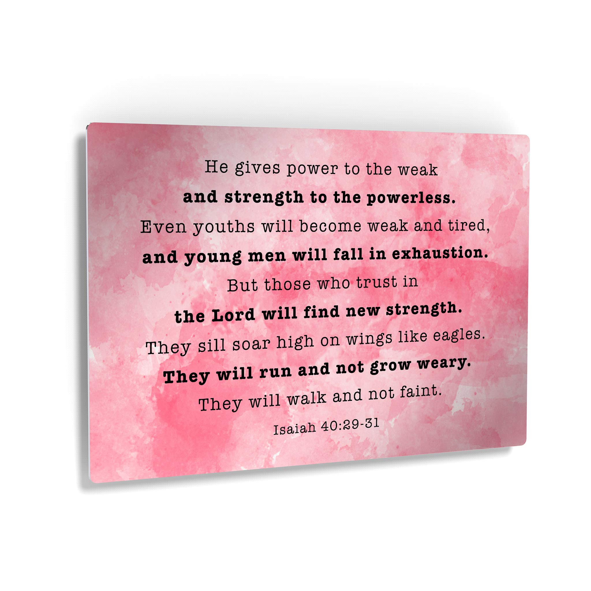 Smile Art Design Isaiah 40:29-31 Bible Verse Wall Art - 'He Gives Strength to the Weary' Christian Metal Print, Religious Inspirational Gift, Ready to Hang 24x36 - Perfect for Home Decor, Church, Office & Spiritual Encouragement